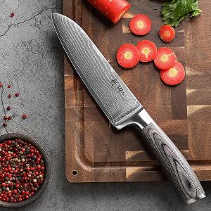 Набір ножів Wakoli Edis Professional Damascus, леза 8-20 см, 67 шарів дамаської сталі з серцевиною VG10, руків’я з дерева Pakka synthetic.ua - Фото 1