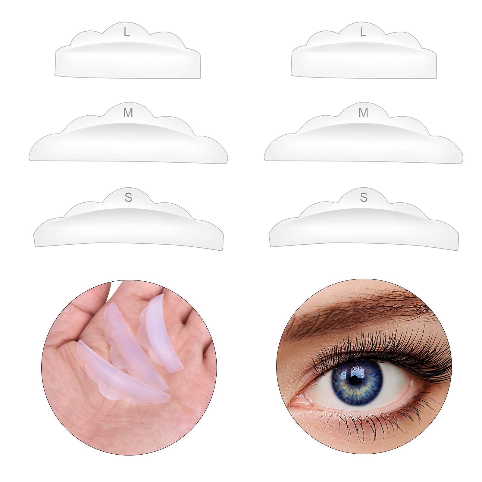 Набір Eyelashes Perm 15 пар S, M, L багаторазові силіконові подушечки інструмент для завивки вій, фото №7