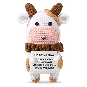 Купить TOYMIS Positive Cow Crochet Вязаная эмоциональная поддержка мини кукла - Фото 1 TOYMIS Positive Cow Crochet Вязаная эмоциональная поддержка мини кукла - Фото 1