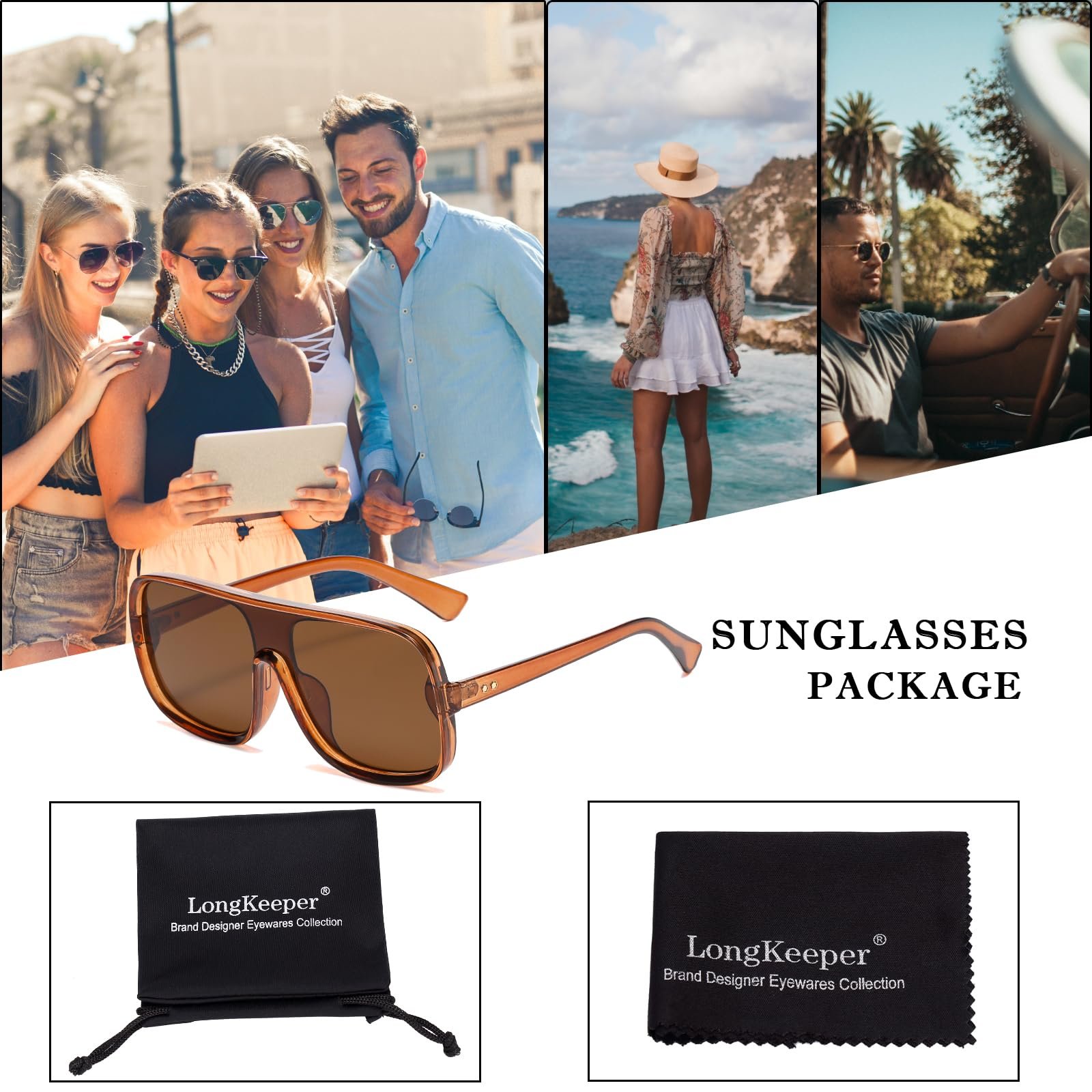 Квадратні сонцезахисні окуляри Long Keeper для чоловіків і жінок, у стилі ретро 70-х, великі вінтажні, фото №6