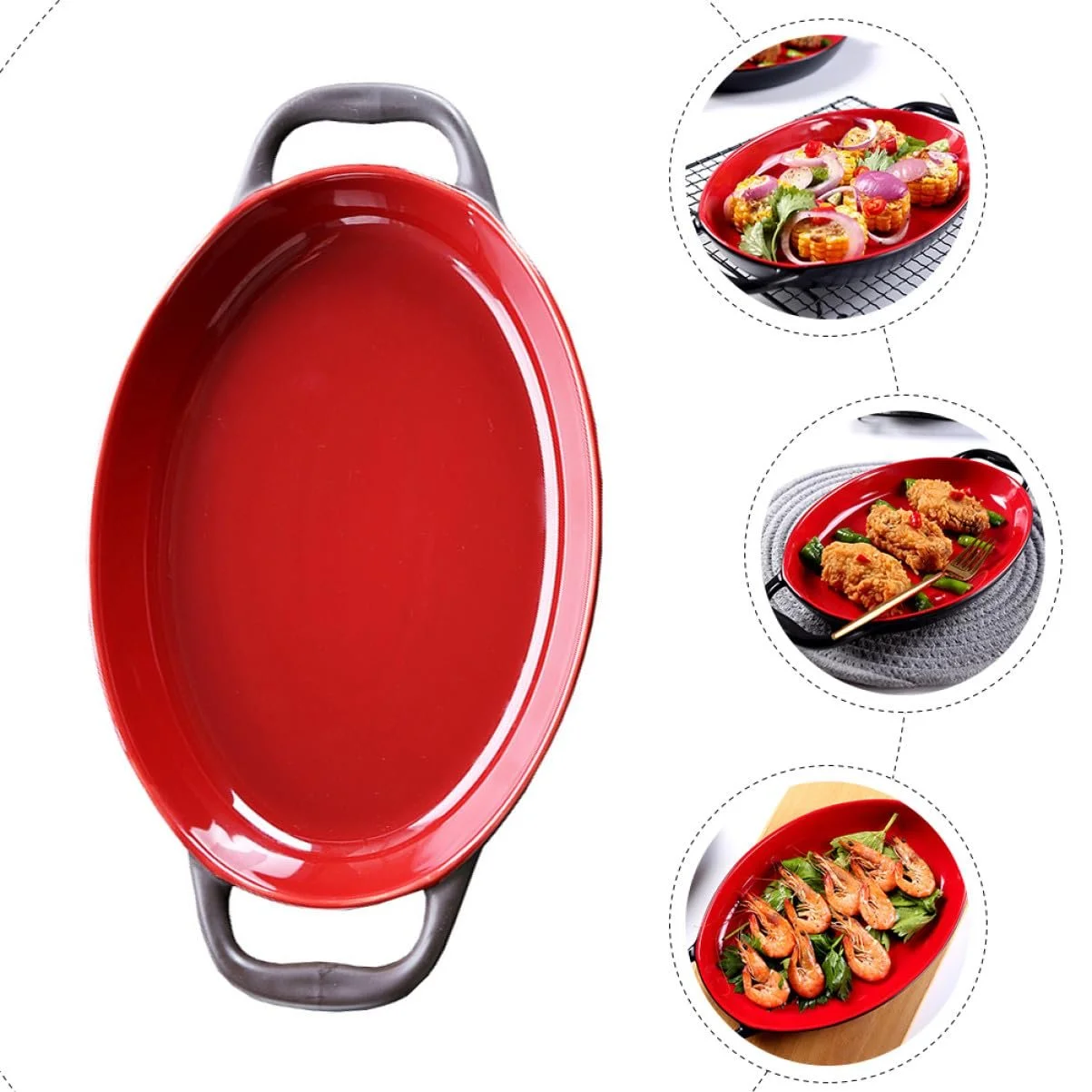 Форма для запекания Прямоугольная Керамическая с двойной ручкой, фото №3