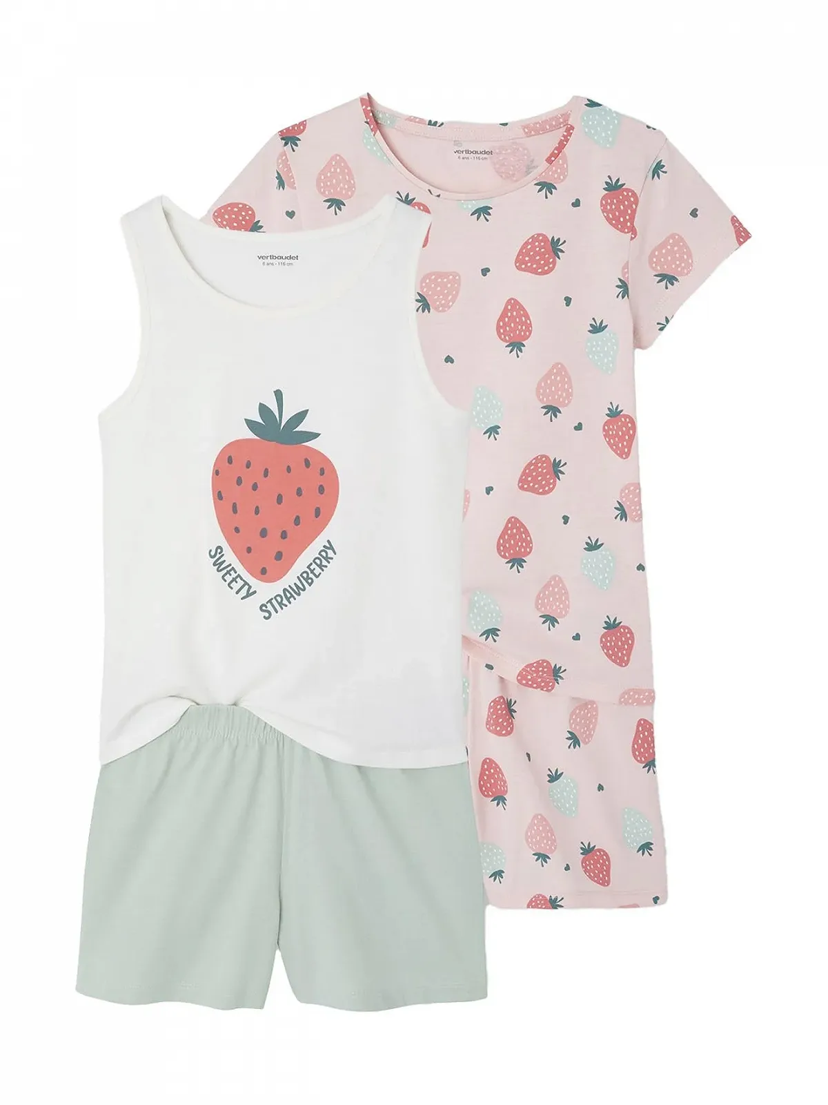 Комплект піжам Vertbaudet Шорти для дівчаток 2 шт Полуниці, фото №1 Комплект піжам Vertbaudet Шорти для дівчаток 2 шт Полуниці, фото №1