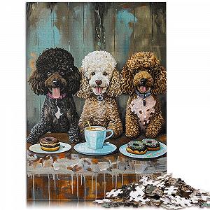 Пазл Три пуделя с лакомствами и кофе 1000 элементов 38 x 26 см - Фото 1