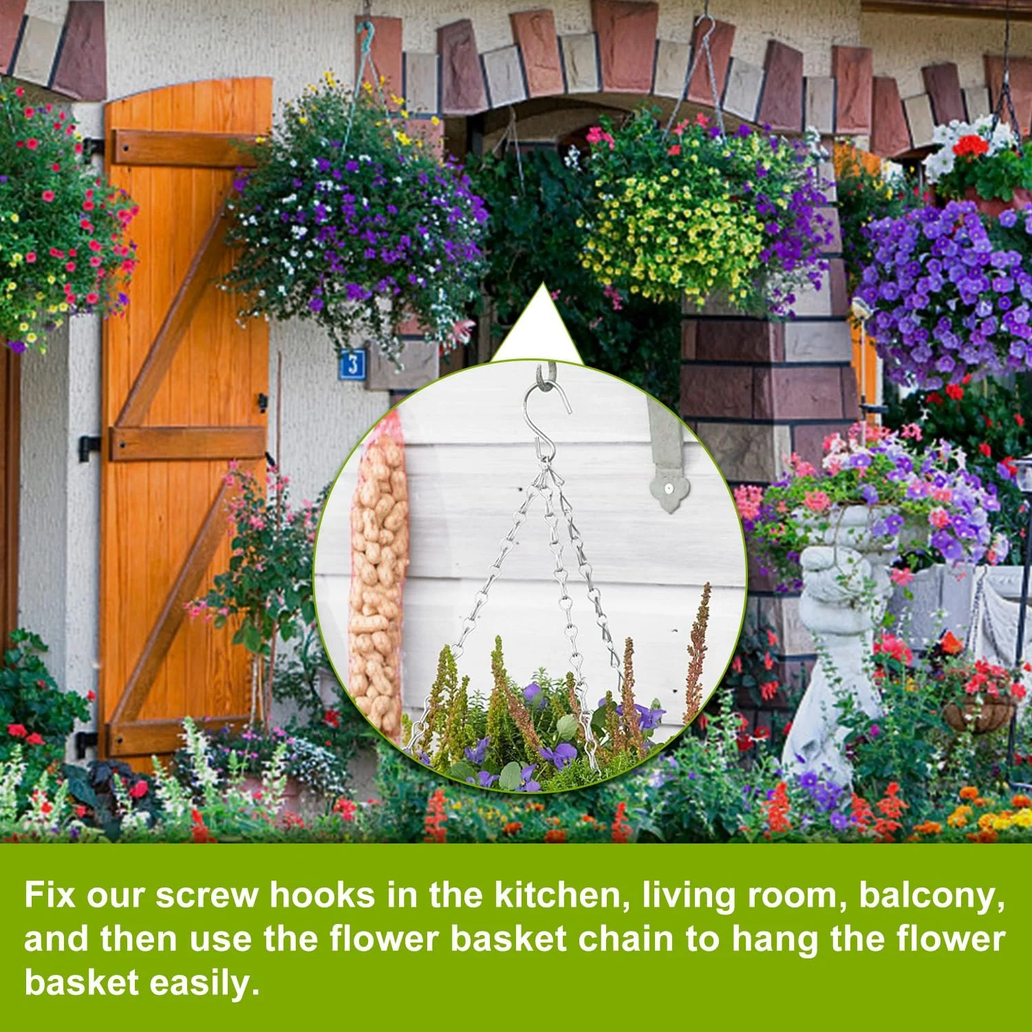 Набор цепочек для подвешивания 9 шт. металлические с крючками Серебристые, фото №2