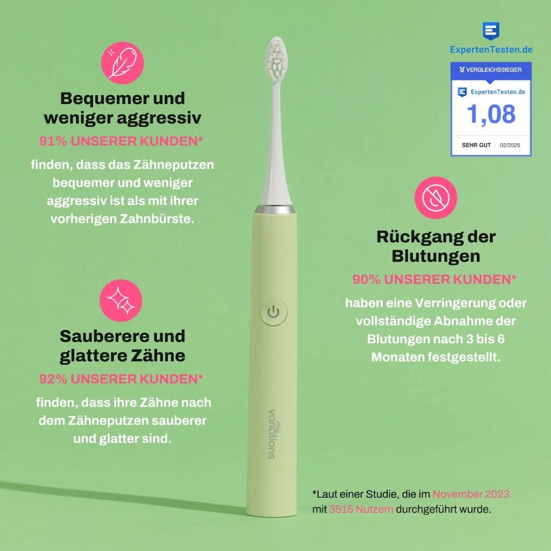 Електрична звукова зубна щітка My Variations Зелена, фото №2