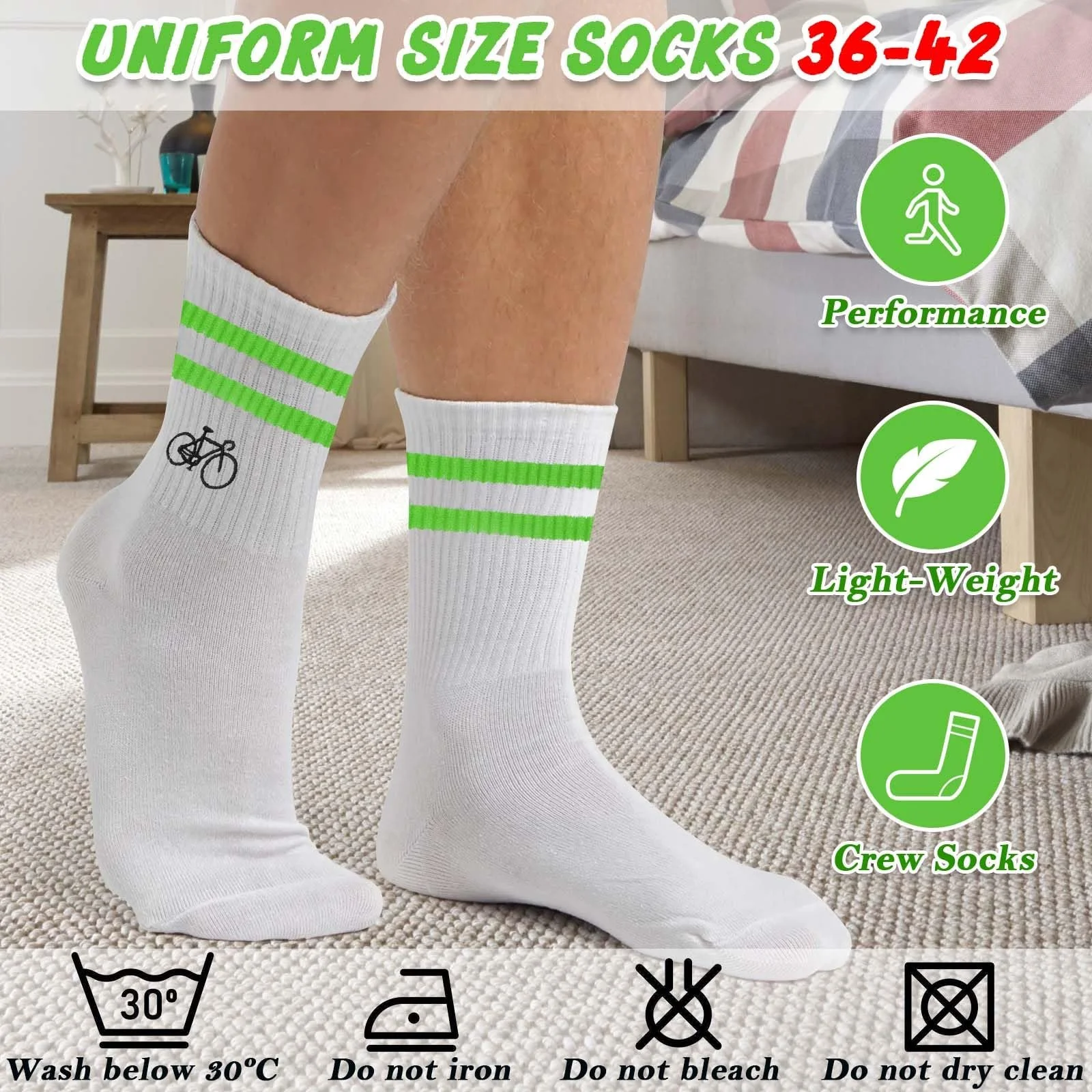 Женские велосипедные носки Белый с велосипедным мотивом, фото №4