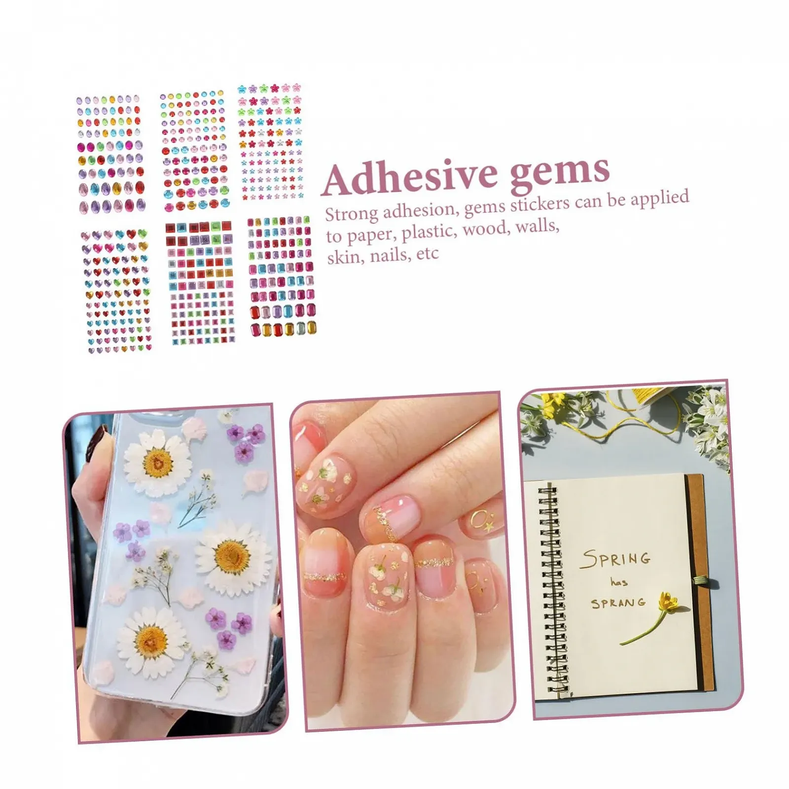Самоклеющиеся кристаллы для лица 12 листов, блестящие камни для рукоделия, стразы для макияжа и украшений для мобильных телефонов, скрапбуков и творческих проектов, фото №7