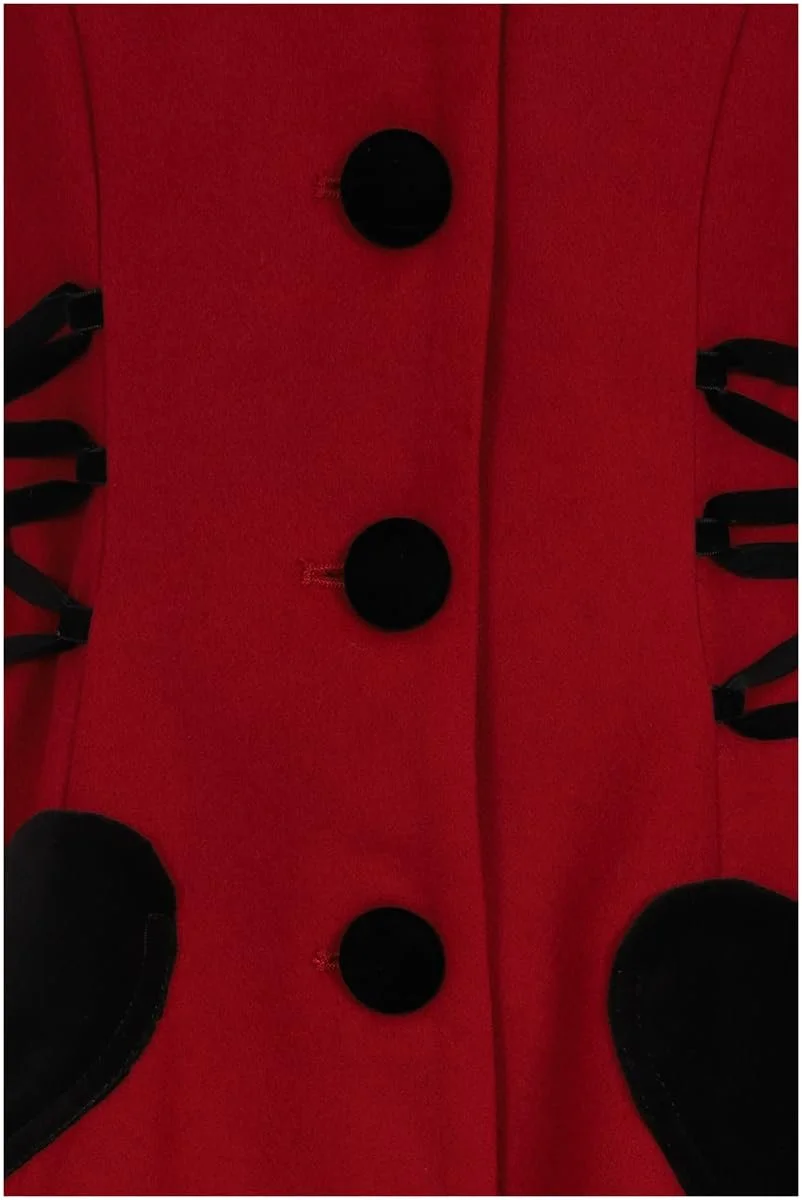 Пальто Hell Bunny Scarlett Женское Красный/Черный Готика Рок, фото №4 Пальто Hell Bunny Scarlett Женское Красный/Черный Готика Рок, фото №4