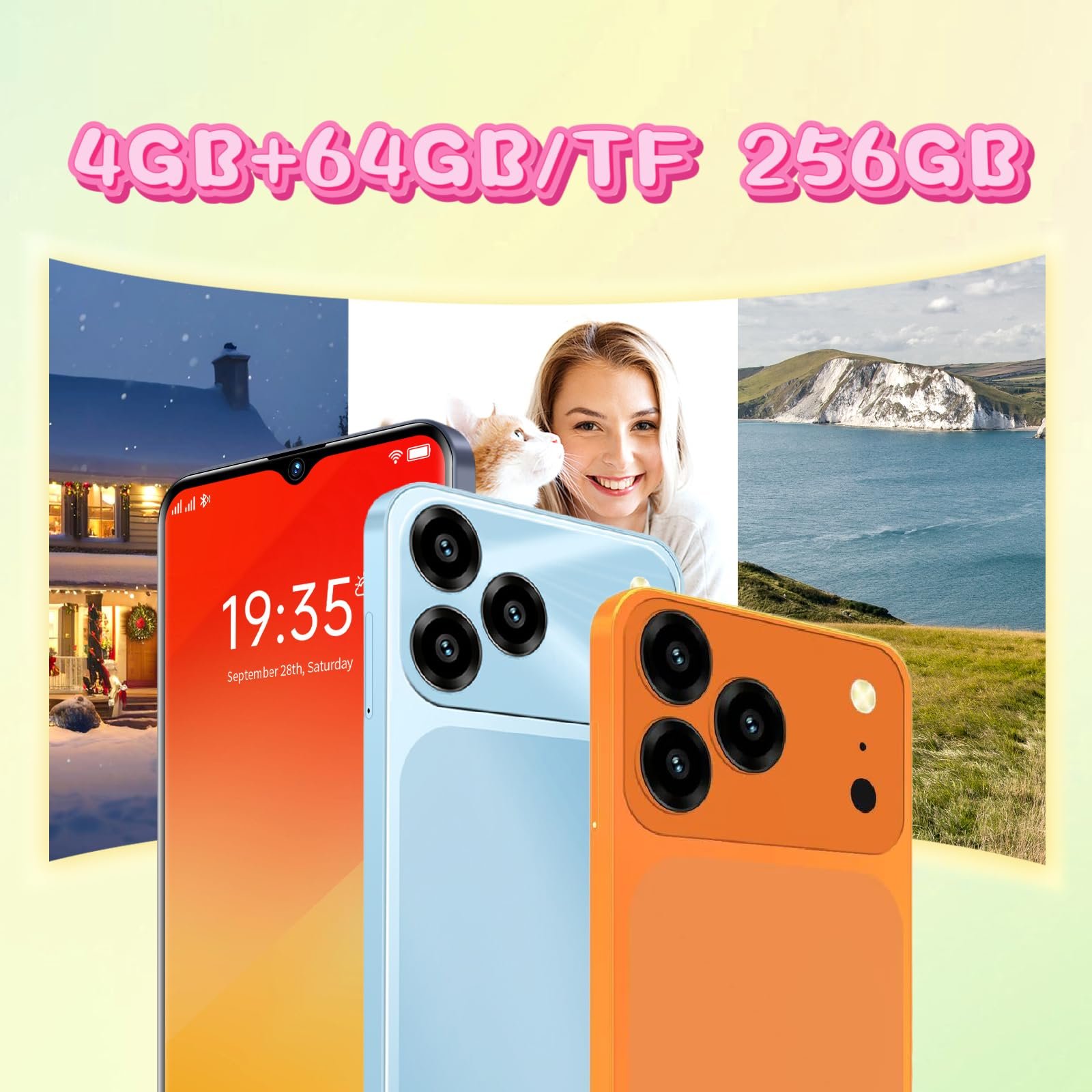 Смартфон 6.5" HD 4GB RAM 64GB ROM TF 256GB 4G LTE 5MP+13MP 4000 мАч 8-ядерный Оранжевый (Orange), фото №6