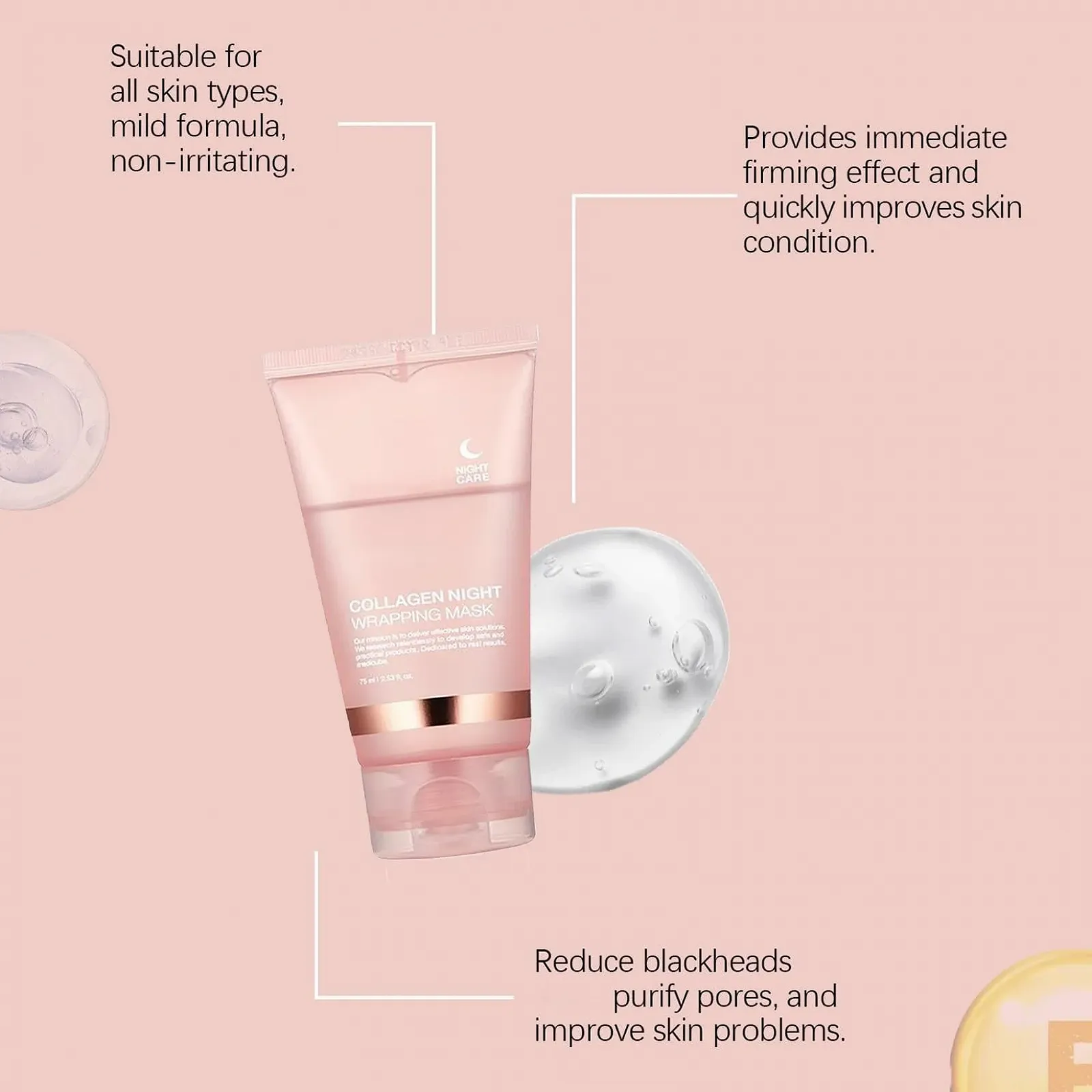 Маска для обличчя нічна Collagen, 75 мл, 2 шт, фото №4