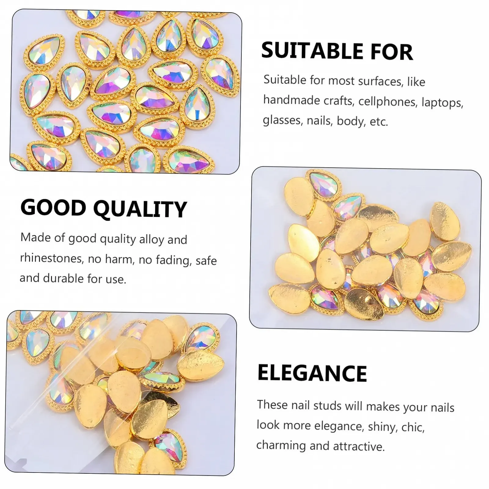 Стрази для нігтів Healeved 60 шт, кристали для манікюру, прикраси для самостійного дизайну, фото №7