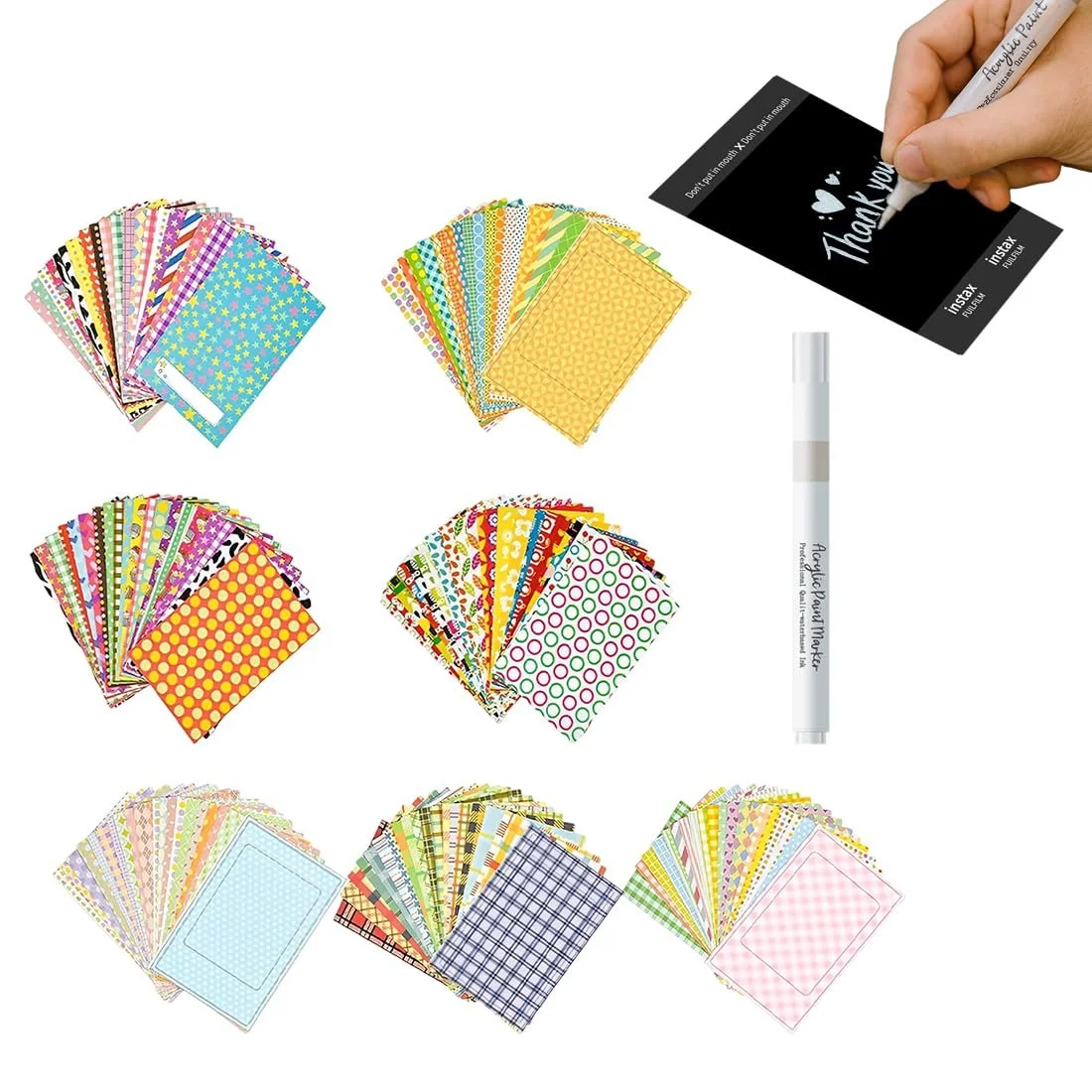 Набір наклейок та рамок для фото Fujifilm Instax Mini 11 9 8 140 шт з акриловим маркером, фото №1