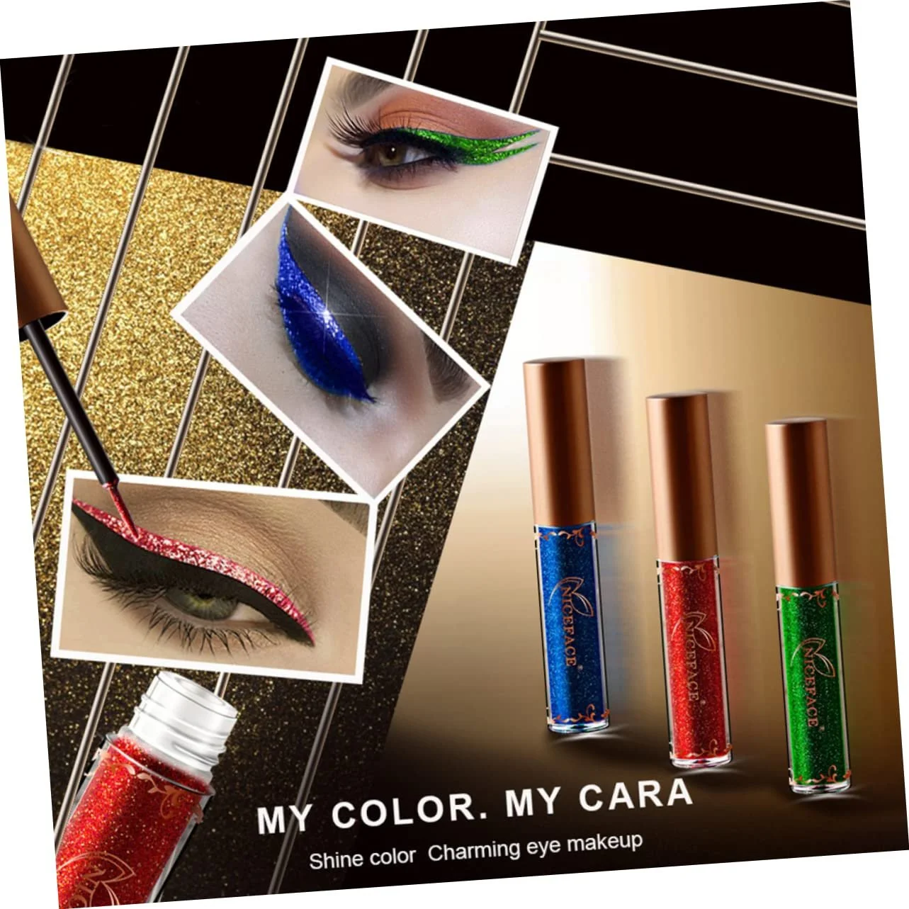 Рідка Підводка minkissy 3St Металік Кольорова Блискуча для очей, фото №5