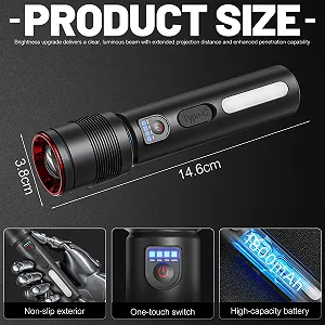 Ліхтар Акумуляторний LED 1800 MAh IPX4 Водонепроникний 3 режими освітлення synthetic.ua - Фото 1