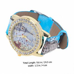 Женские часы PartyKindom с PU кожаным ремешком, регулируемыми стразами и мотивом сердца, аналоговые кварцевые часы, синий synthetic.ua - Фото 1