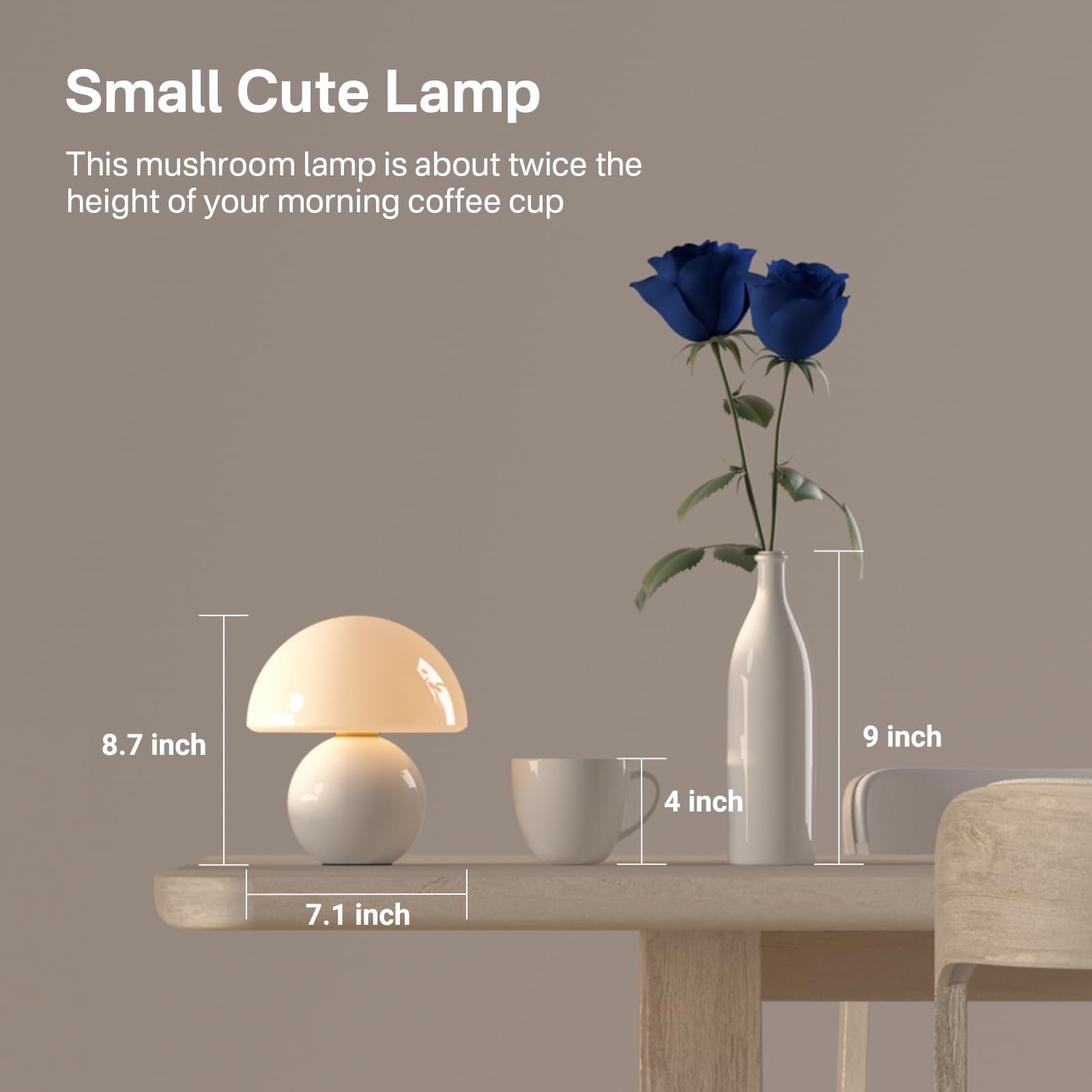 Настольная лампа Mushroom Lamp Dimmable LED Ceramic Base White, фото №4