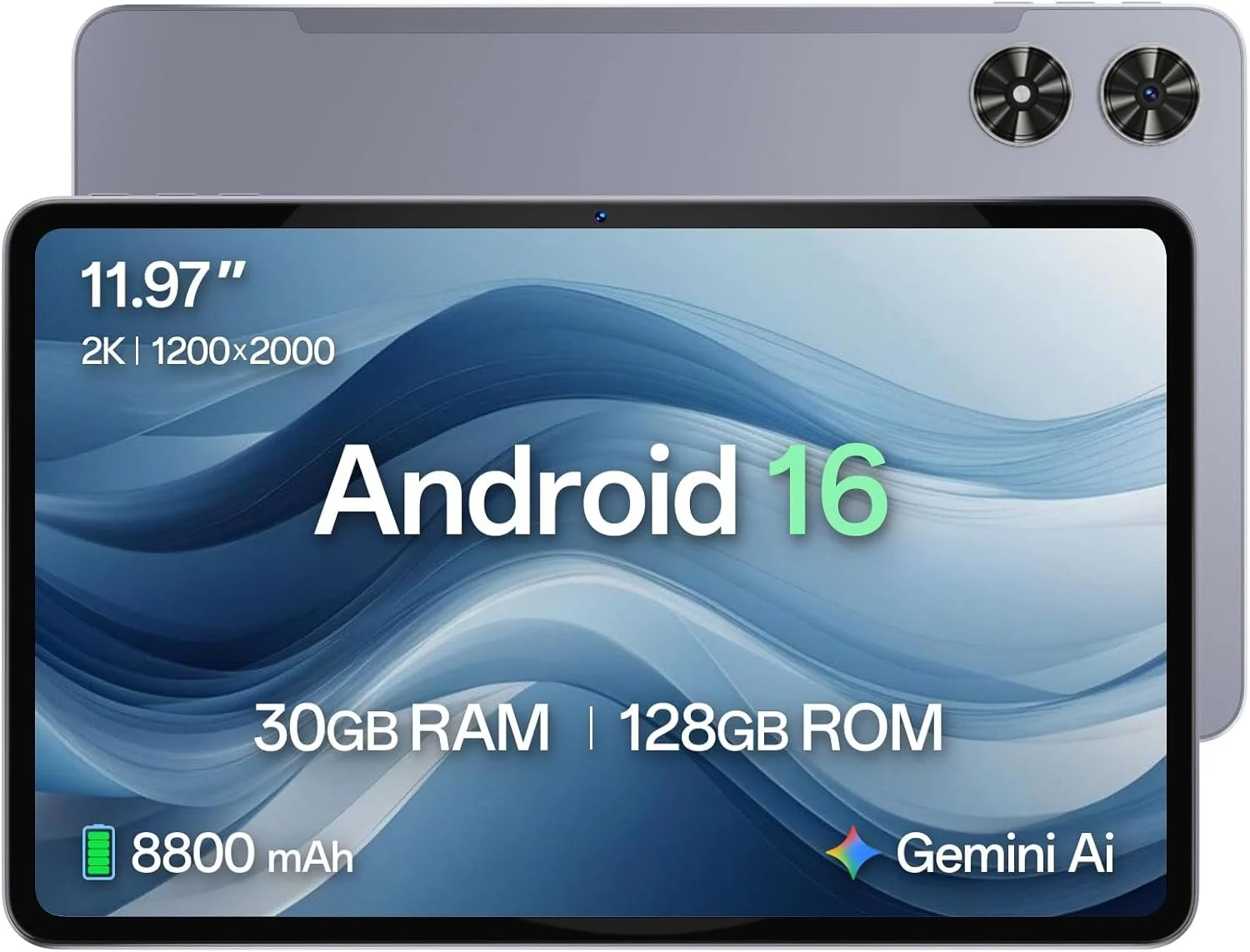 Планшет 12" 2K SVITOO P108 6+18/128Gb 8 ядер Android 15 8800 mAh Чорно-сірий, фото №1
