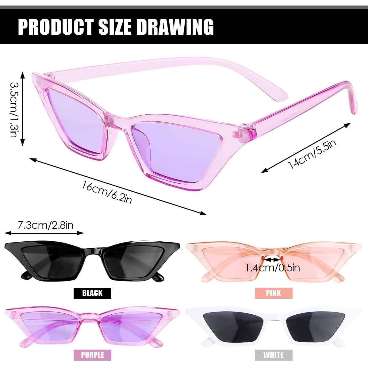 Солнцезащитные очки Cateye MplehDa, 4 шт, винтажные, кошачий глаз, фото №6