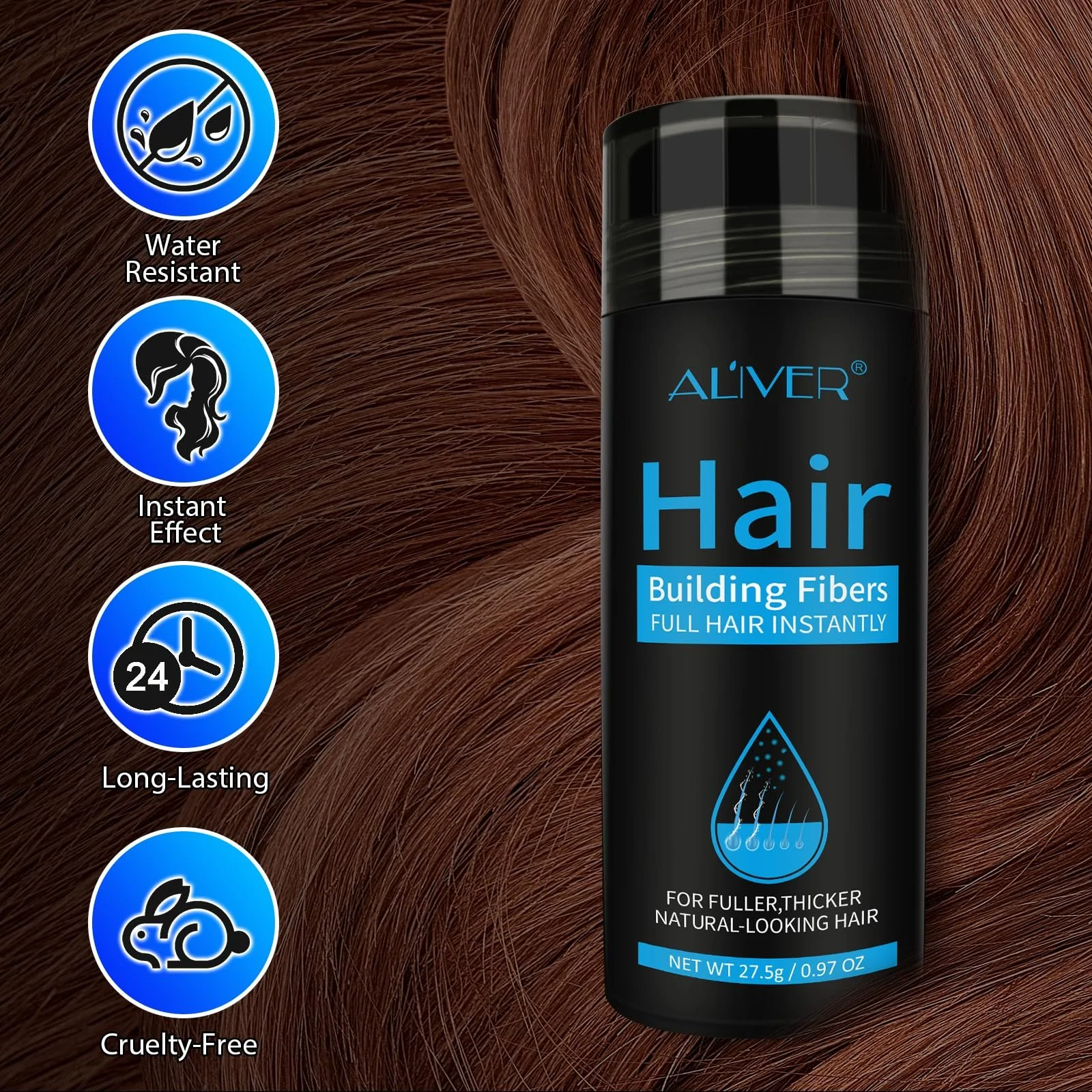 Волокна для волосся, Професійна волокниста пудра для волосся, Темно-коричневий, фото №8