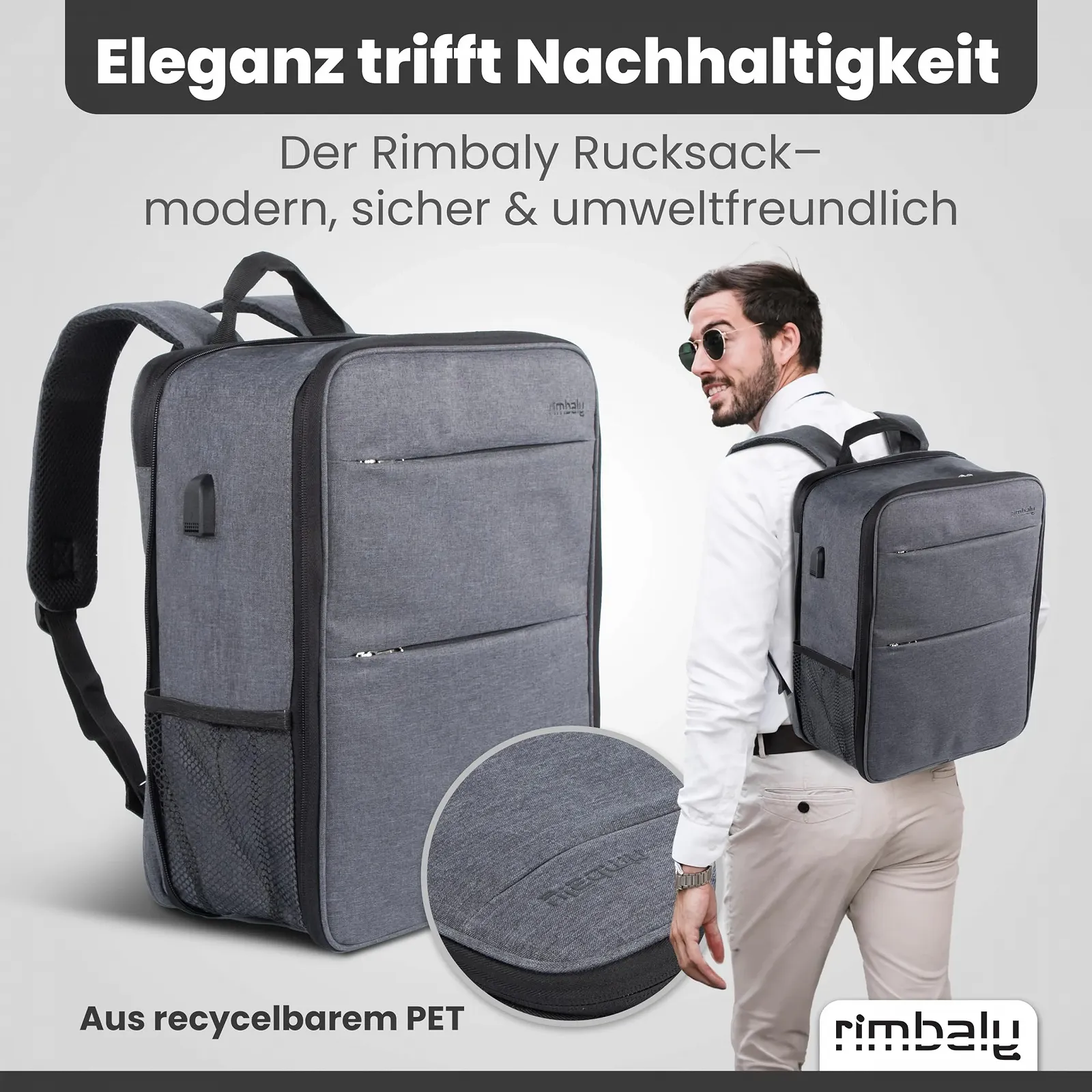 Рюкзак для ноутбука Water Resistant Shockproof USB Port Expandable Anthracite, фото №7 Рюкзак для ноутбука Water Resistant Shockproof USB Port Expandable Anthracite, фото №7