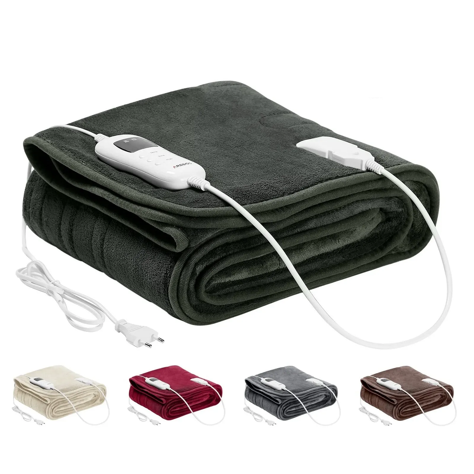 Электрическое одеяло Arebos Plush 200 x 180 см, антрацит, фото №1 Электрическое одеяло Arebos Plush 200 x 180 см, антрацит, фото №1