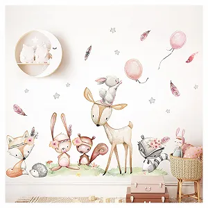 Наклейка на стіну Little Deco DL5070 XL Лісові тварини Олень Лисиця - Фото 1
