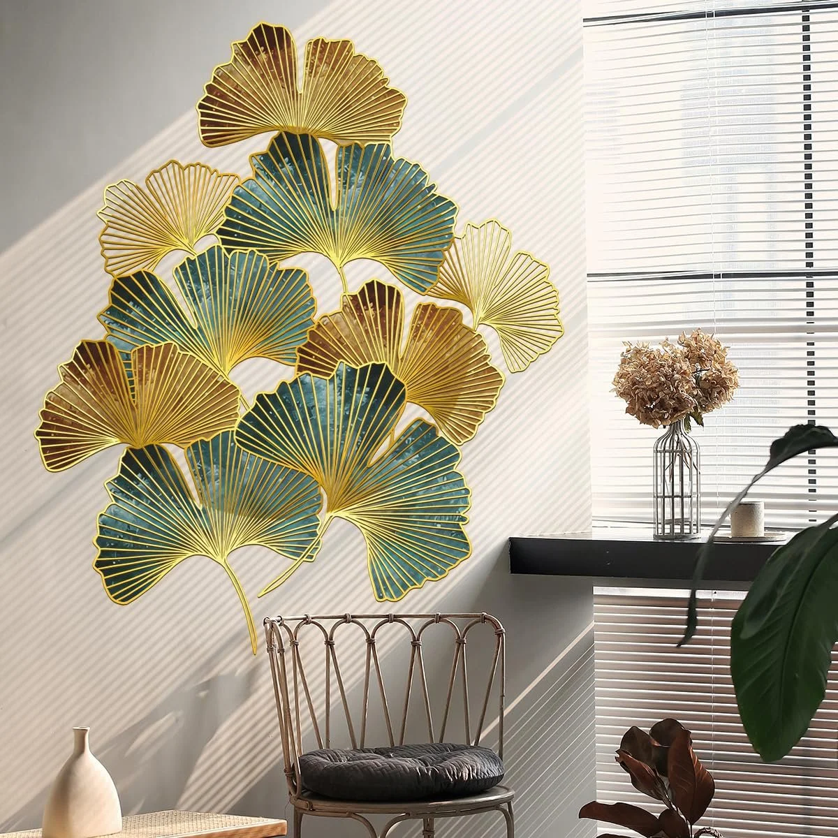Наклейка на стіну WandSticker4U XL Ginkgo Leaves 73 x 87 см золота коричнева зелена, фото №1 Наклейка на стіну WandSticker4U XL Ginkgo Leaves 73 x 87 см золота коричнева зелена, фото №1