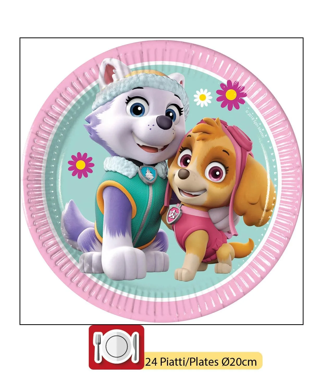 Набір посуду для вечірки Ciao Paw Patrol Skye & Everest для 24 осіб (112 предметів: 24 паперові тарілки діаметром 23 см, 24 паперові тарілки діаметром 20 см, 24 стаканчики 200 мл, 40 серветок 33 x 33 см), фото №6