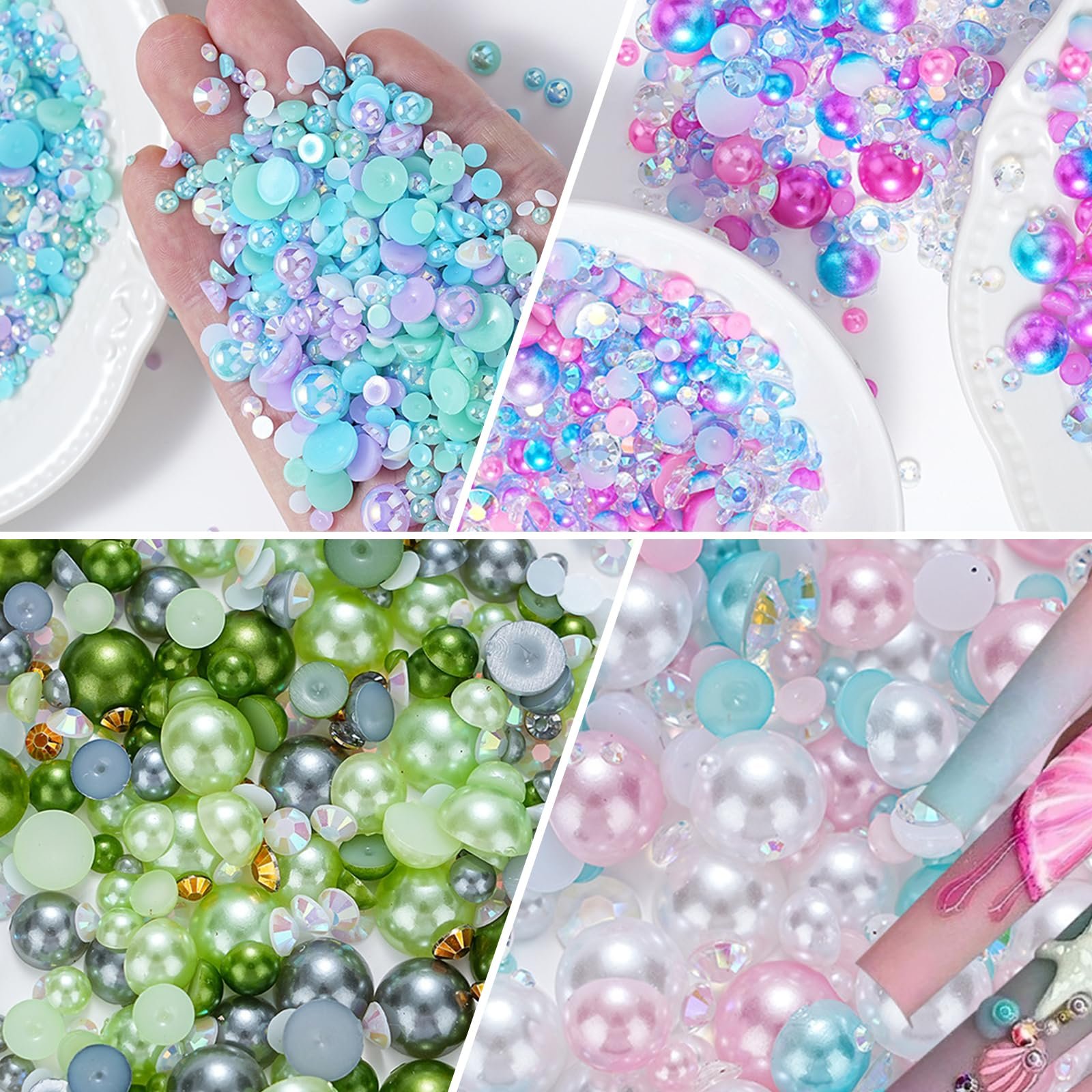 Напівкруглі перлини для нігтів з плоскою задньою стороною, фото №3