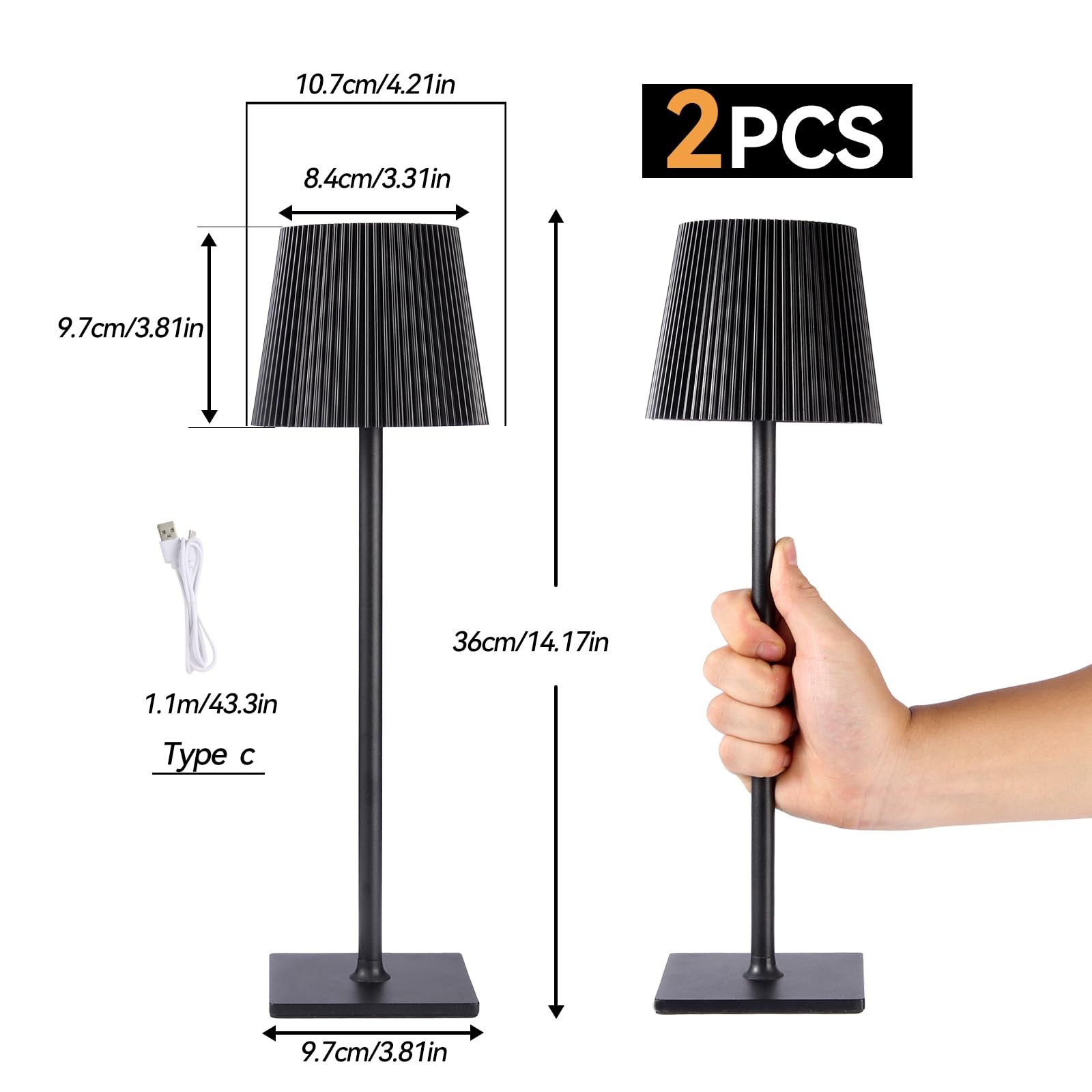 Настільна лампа Xiake Комплект 2 шт. LED димована 2700K-6000K IP54 водонепроникна Чорна, фото №2