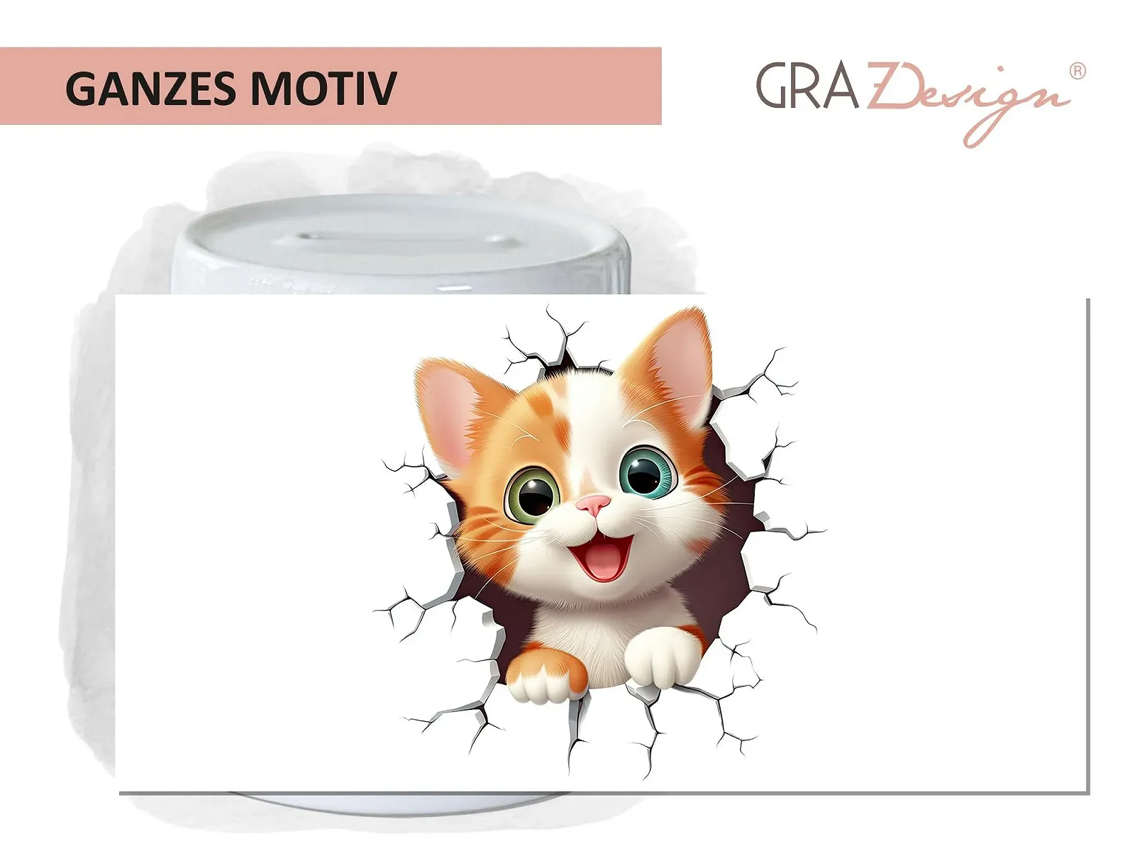 Скарбничка GRAZDesign Кіт 3D Ефект Керамічна, фото №2