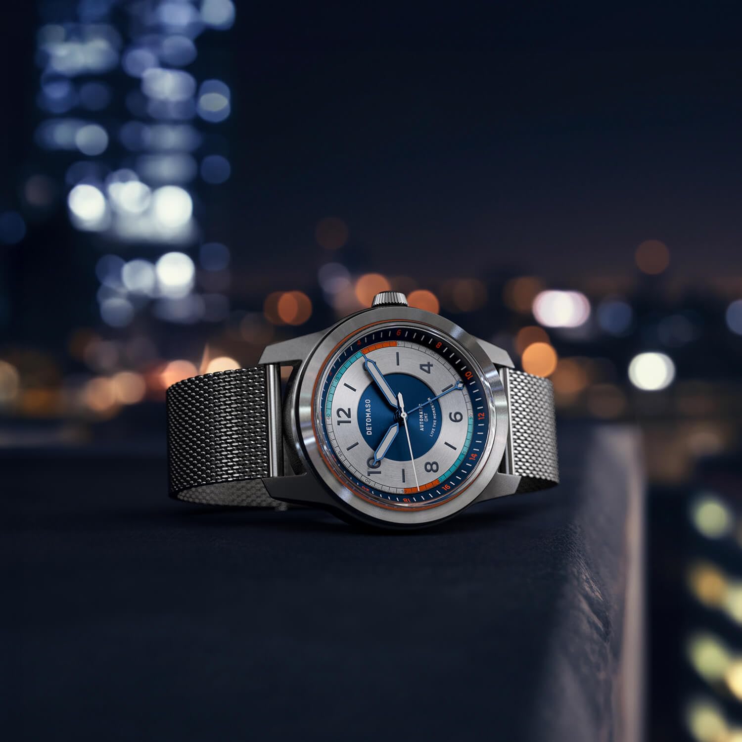 Годинник DeTomaso Urban Explorer Automatic GMT Сріблястий/Синій, сріблястий, браслет, фото №2