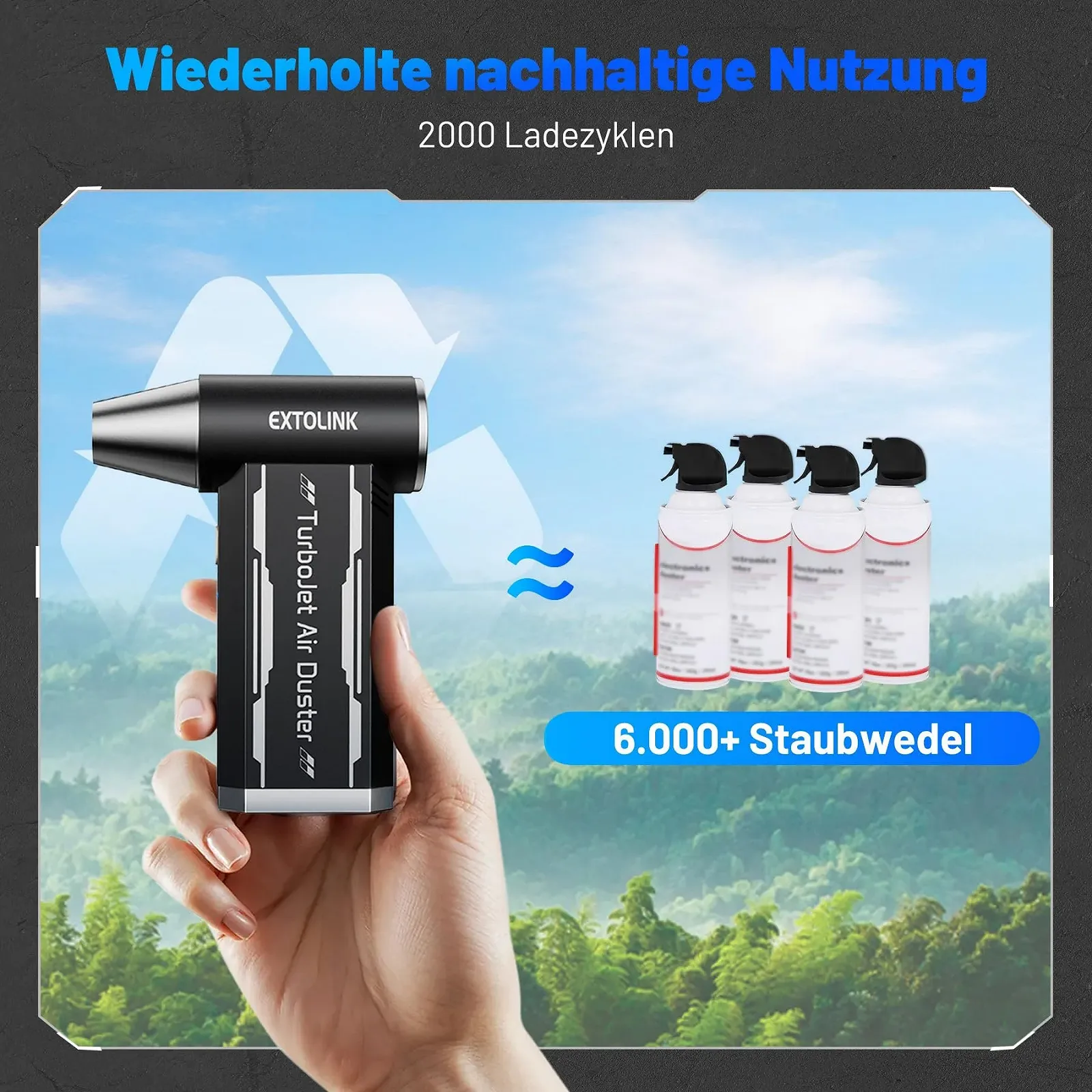 Електричний очищувач стисненим повітрям EXTOLINK L8 180 000 RPM 4 швидкості 8000 mAh, фото №6