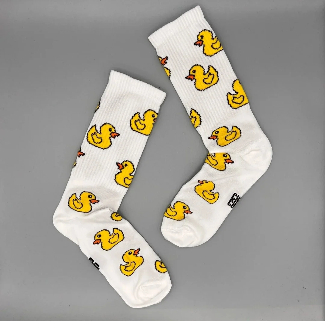 Чоловічі молодіжні шкарпетки високі демісезонні білі Качечки 40 - 45 розмір, фото №1
