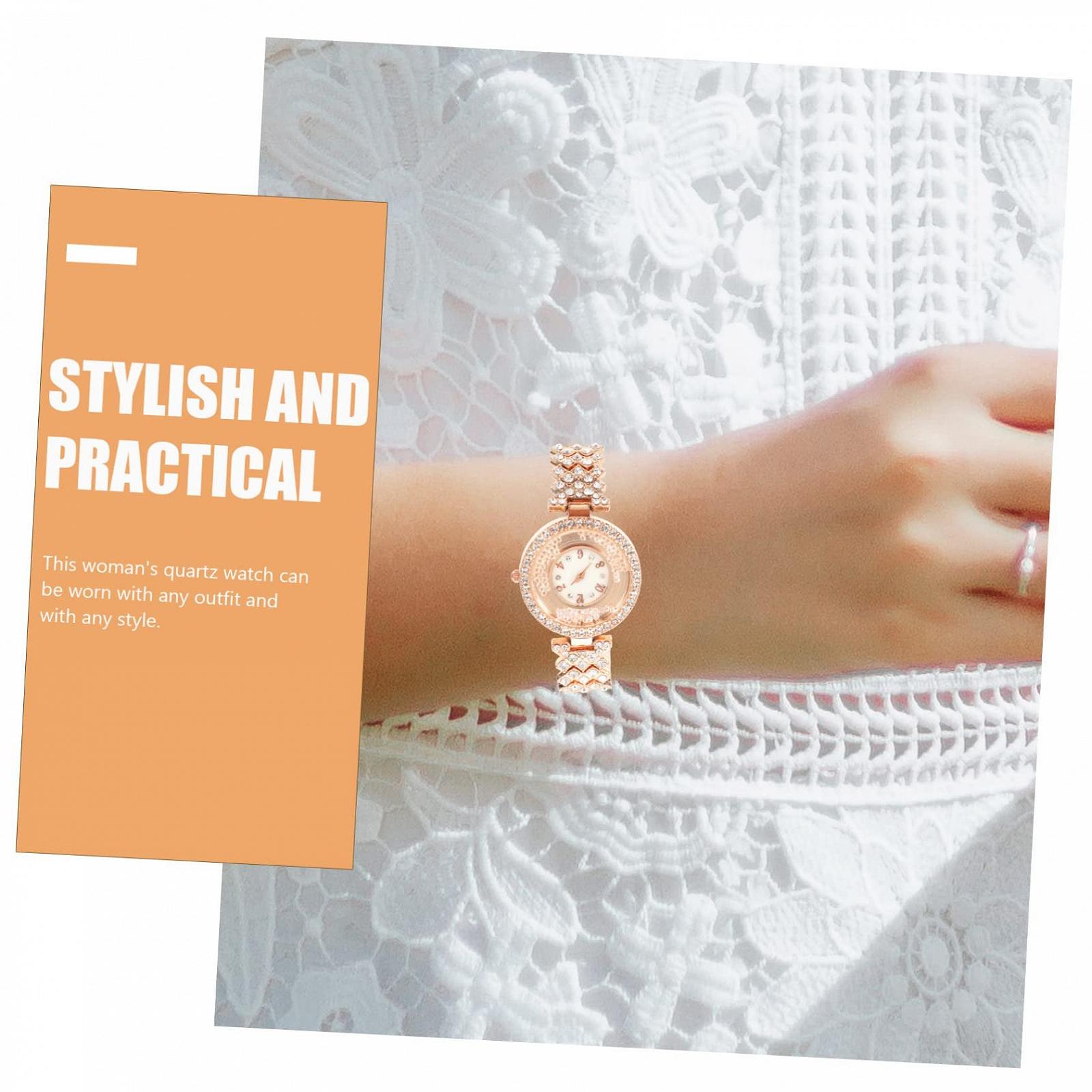 Годинник жіночий OATIPHO Зі стразами, сталевий браслет, декоративний, фото №3