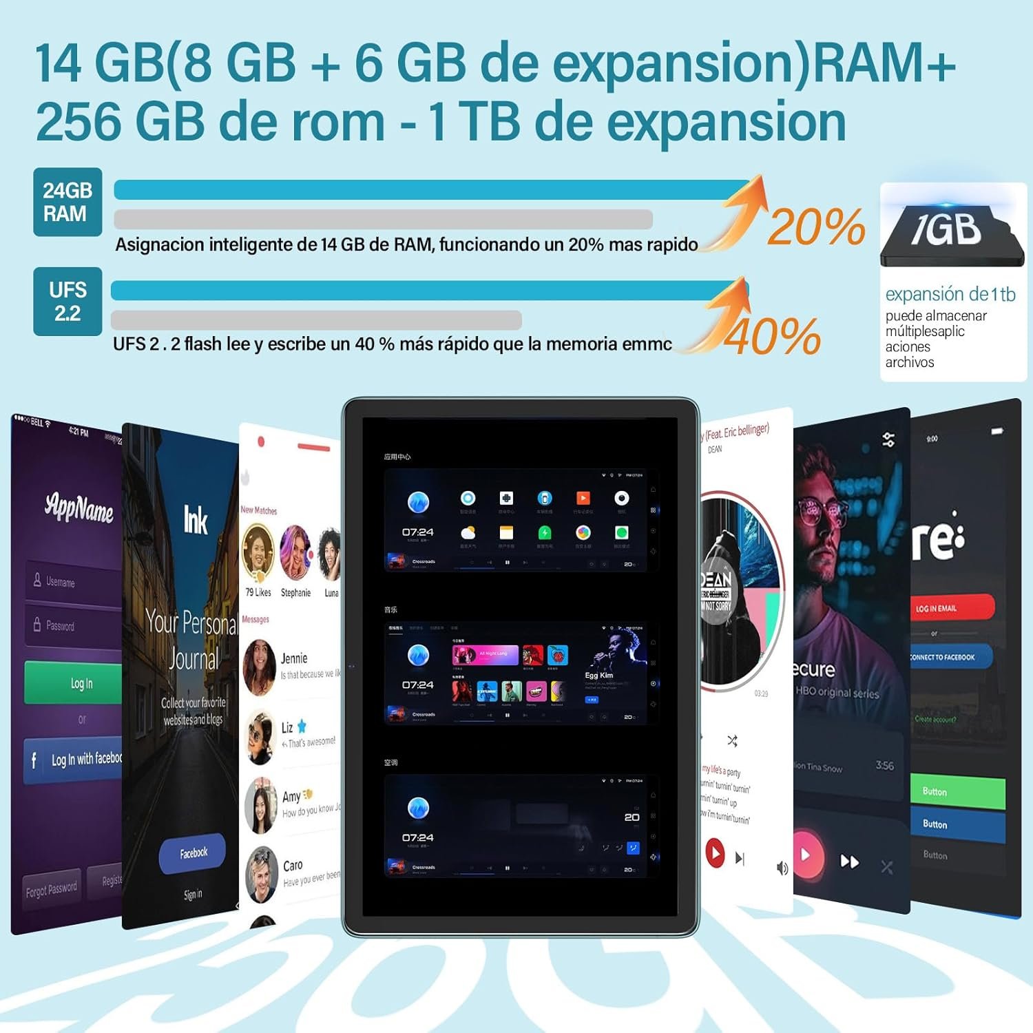 Планшет 10.4" Ouzrs M55 12/256 Gb 8 ядер Android 13 7000 mAh Чорно-блакитний, фото №7