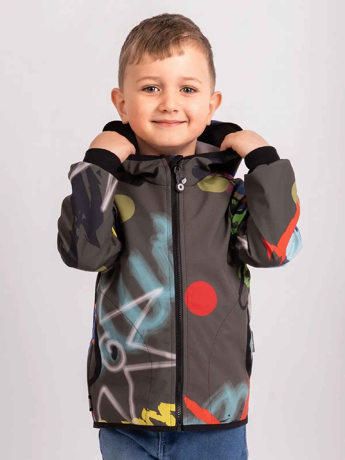 Софтшелл куртка Unuo Дитяча з флісовою підкладкою та капюшоном Водовідштовхувальна, вітрозахисна, дихаюча, фото №2