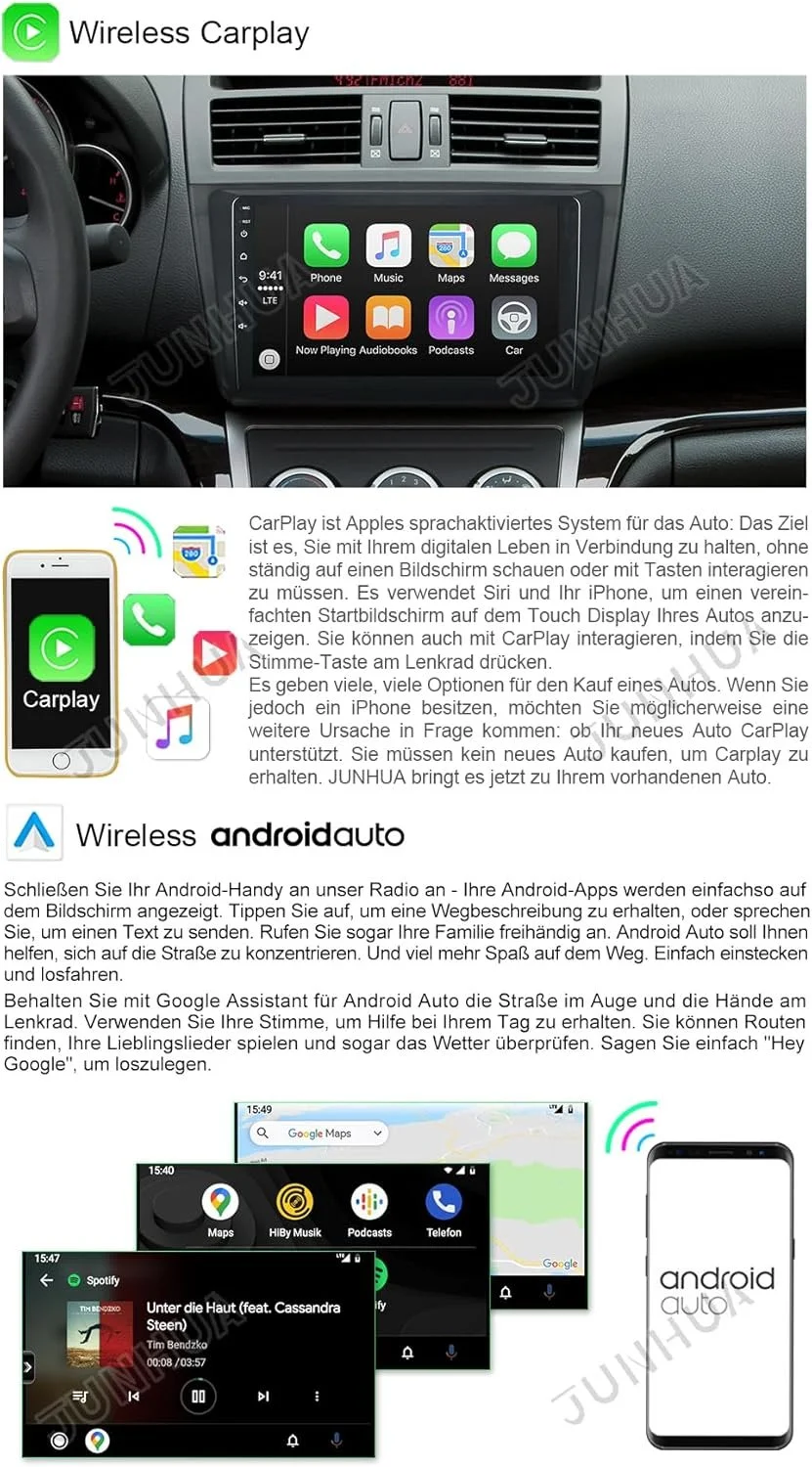 Штатная автомагнитола JUNHUA для Mazda 6 GH1 GH2 2007-2013 / 9" / Сенсорная / 2/32Гб / Android 13 / Apple CarPlay / Android Auto / Bluetooth / WI-FI / GPS / USB, фото №3
