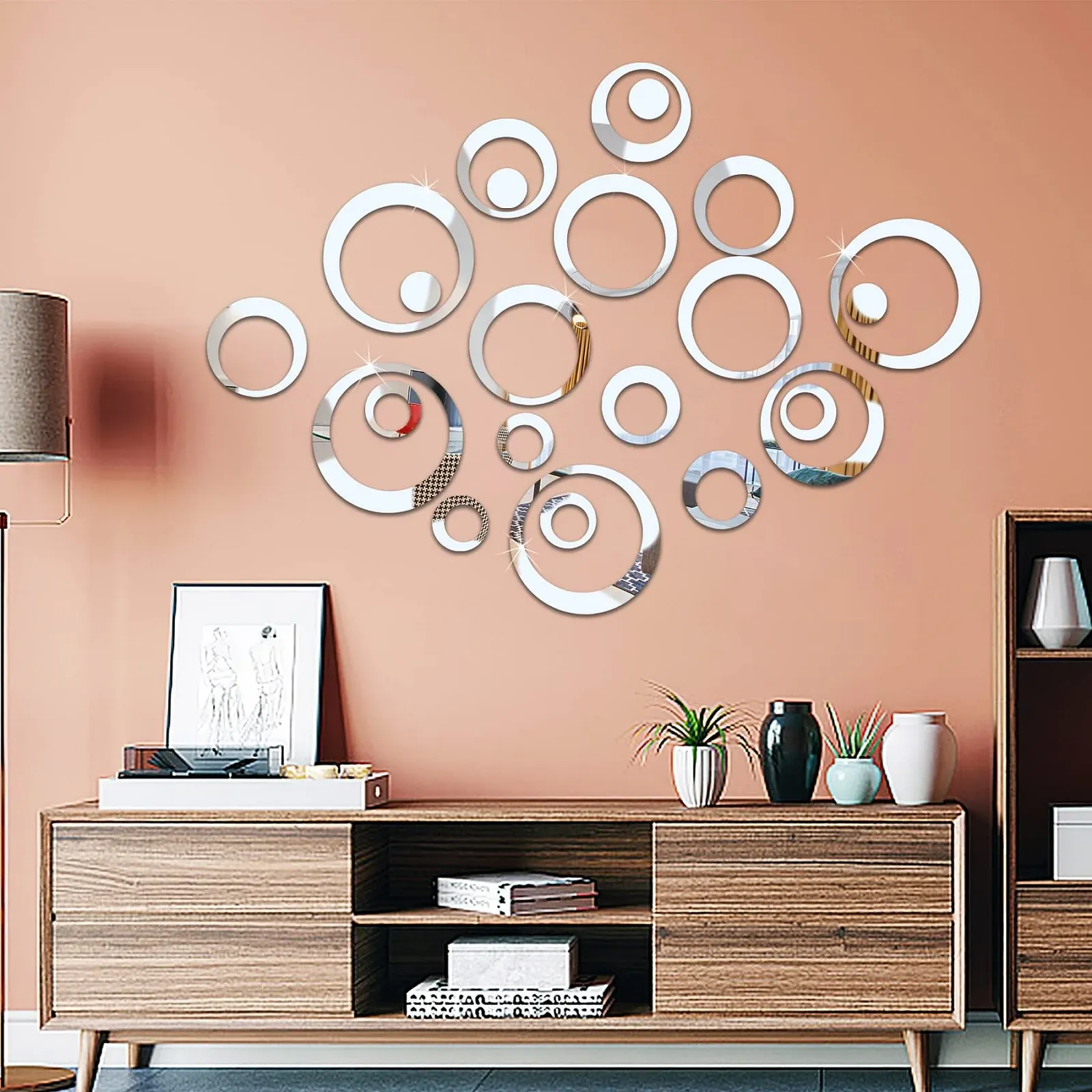 Наклейки на стіну Crystal Circle 3D Акрилові дзеркальні круги 24 шт. Сріблясті, фото №6 Наклейки на стіну Crystal Circle 3D Акрилові дзеркальні круги 24 шт. Сріблясті, фото №6