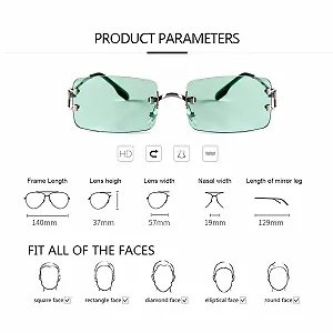 Солнцезащитные очки ADEWU без оправы, винтажные, узкие, маленькие прямоугольные, металлические synthetic.ua - Фото 1