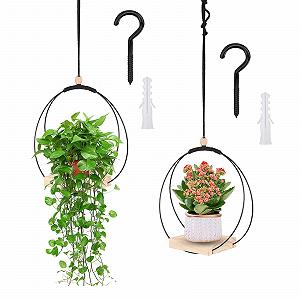 Підвісний кошик 2 шт з металевим кільцем та дерев'яною основою Сучасний стиль - Фото 1