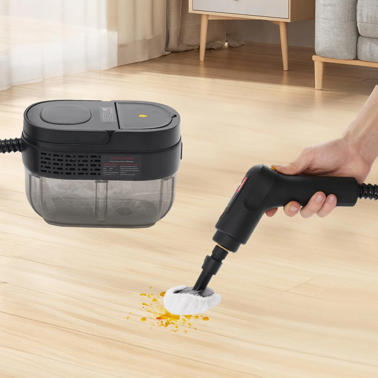 Пароочисник 1500 Вт 1600 мл 3 бар Black, фото №5