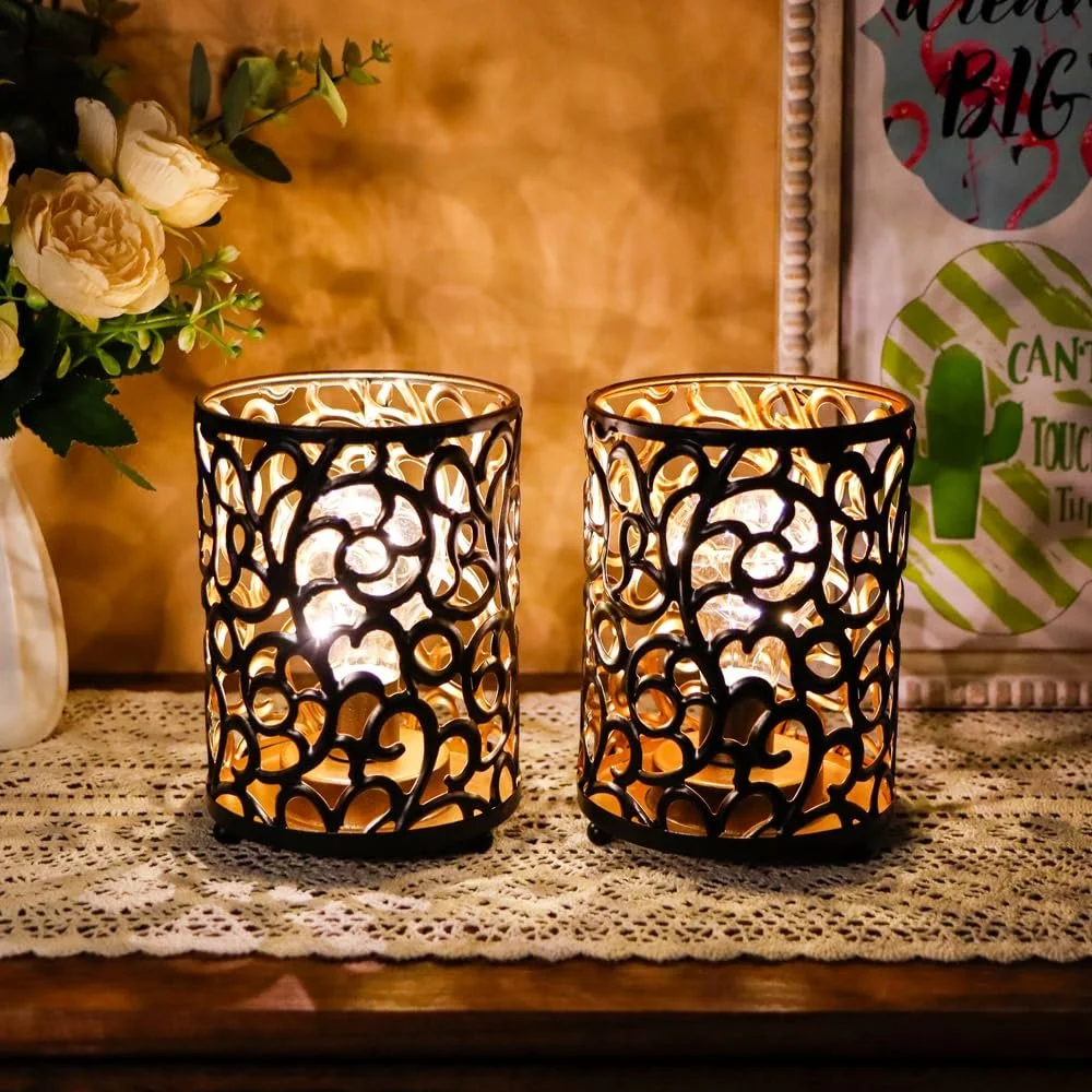 Настільна лампа JHY DESIGN Vintage 16 см Таймер 6 годин Металева Чорна (2 шт), фото №4