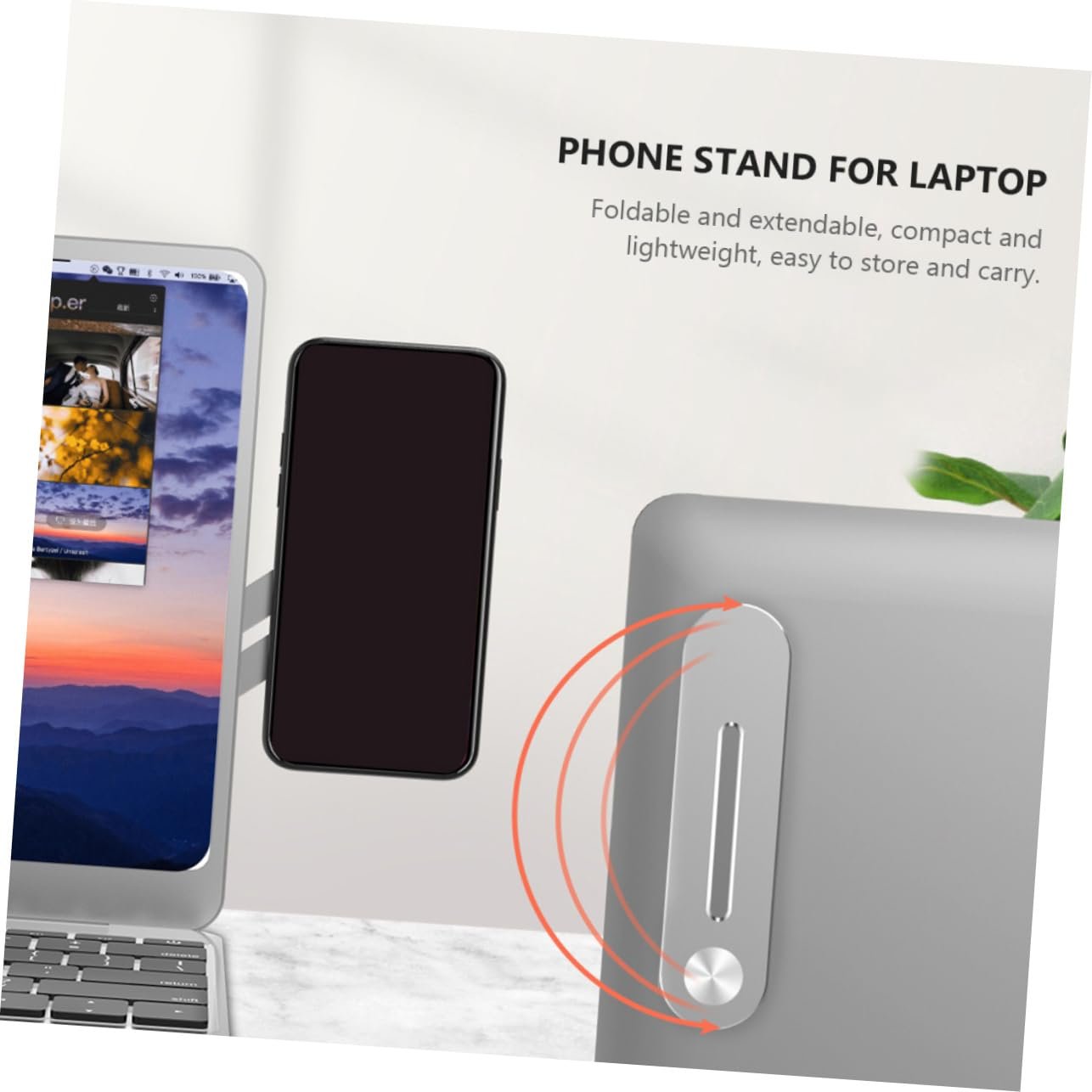 Держатель для телефона магнитный для ноутбука GALPADA складной для смартфона для монитора совместим со всеми смартфонами, фото №3