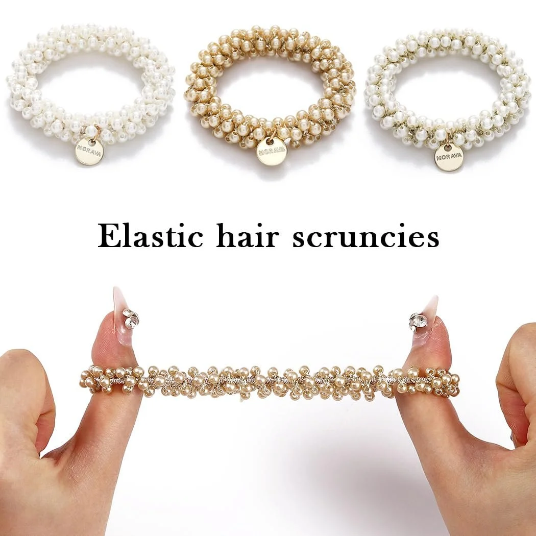 Резинка для волосся з перлами Generse, зі стразами, аксесуари для волосся для жінок та дівчат (3 шт. в упаковці), фото №4 Резинка для волосся з перлами Generse, зі стразами, аксесуари для волосся для жінок та дівчат (3 шт. в упаковці), фото №4