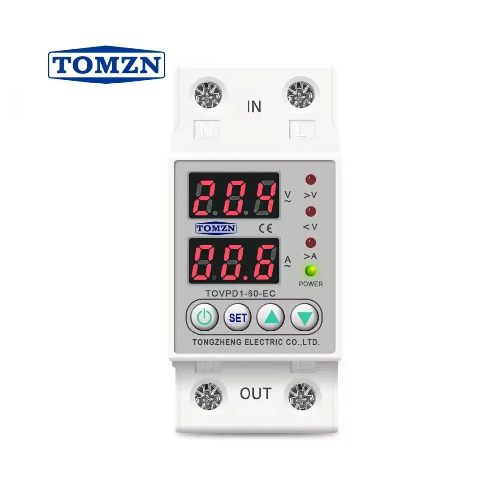 Реле контролю напруги Tomzn TOVPD1-60-EC 60A 220V з дисплеєм, фото №1