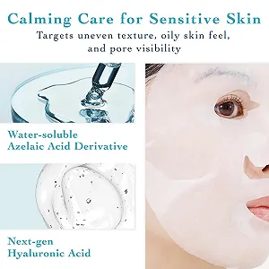 Тканевая Маска Lululun Hydra-AZ для сужения пор с азелаиновой кислотой, миндальной кислотой и гиалуроновой кислотой - успокаивающее увлажнение, уменьшение покраснений, ежедневный уход за чувствительной кожей, 7 шт synthetic.ua - Фото 1