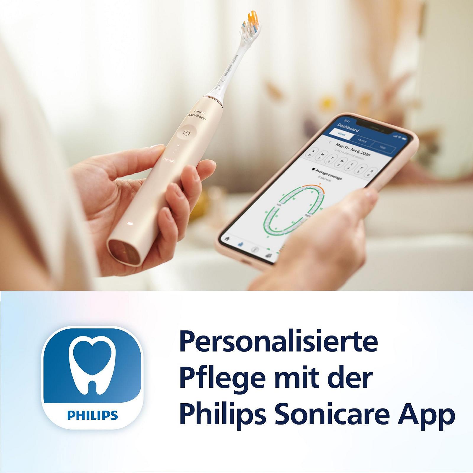 Зубная щетка Philips Sonicare Prestige 9900 HX9992/11 с SenseIQ, насадка All-in-One, искусственный интеллект, шампань, фото №9