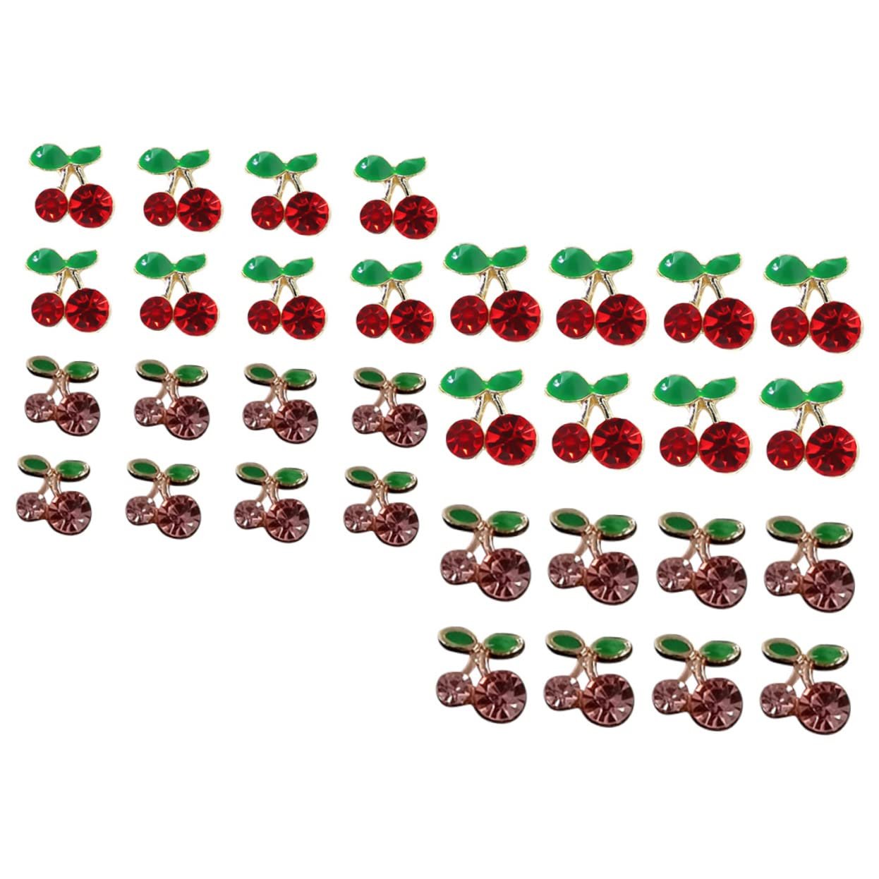 Прикраса для нігтів Вишня FRCOLOR 64 шт. Фруктові підвіски для нігтів зі стразами, фото №3