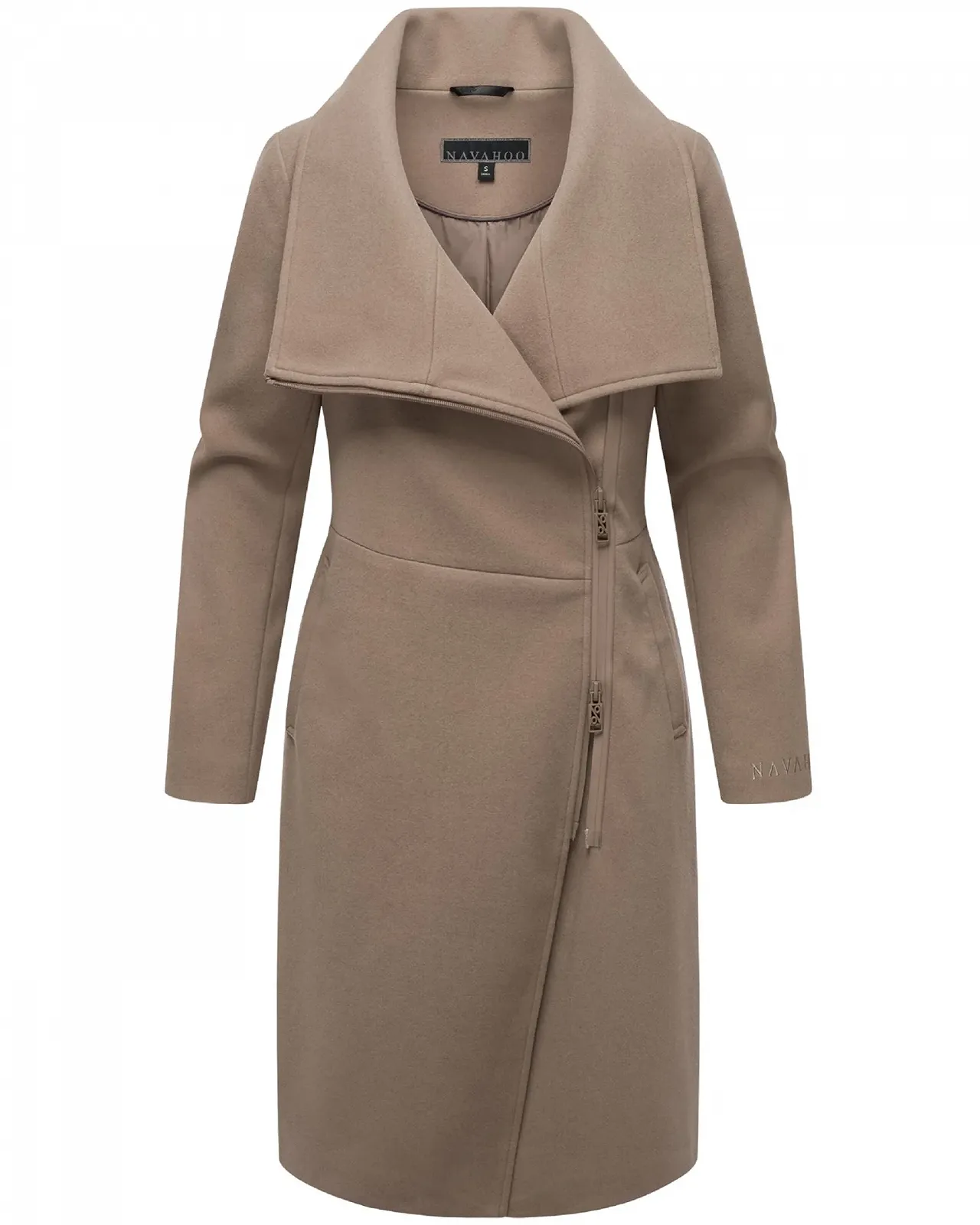 Жіноча перехідна куртка Navahoo у вовняному вигляді з асиметричним коміром і водонепроникною блискавкою, фото №5